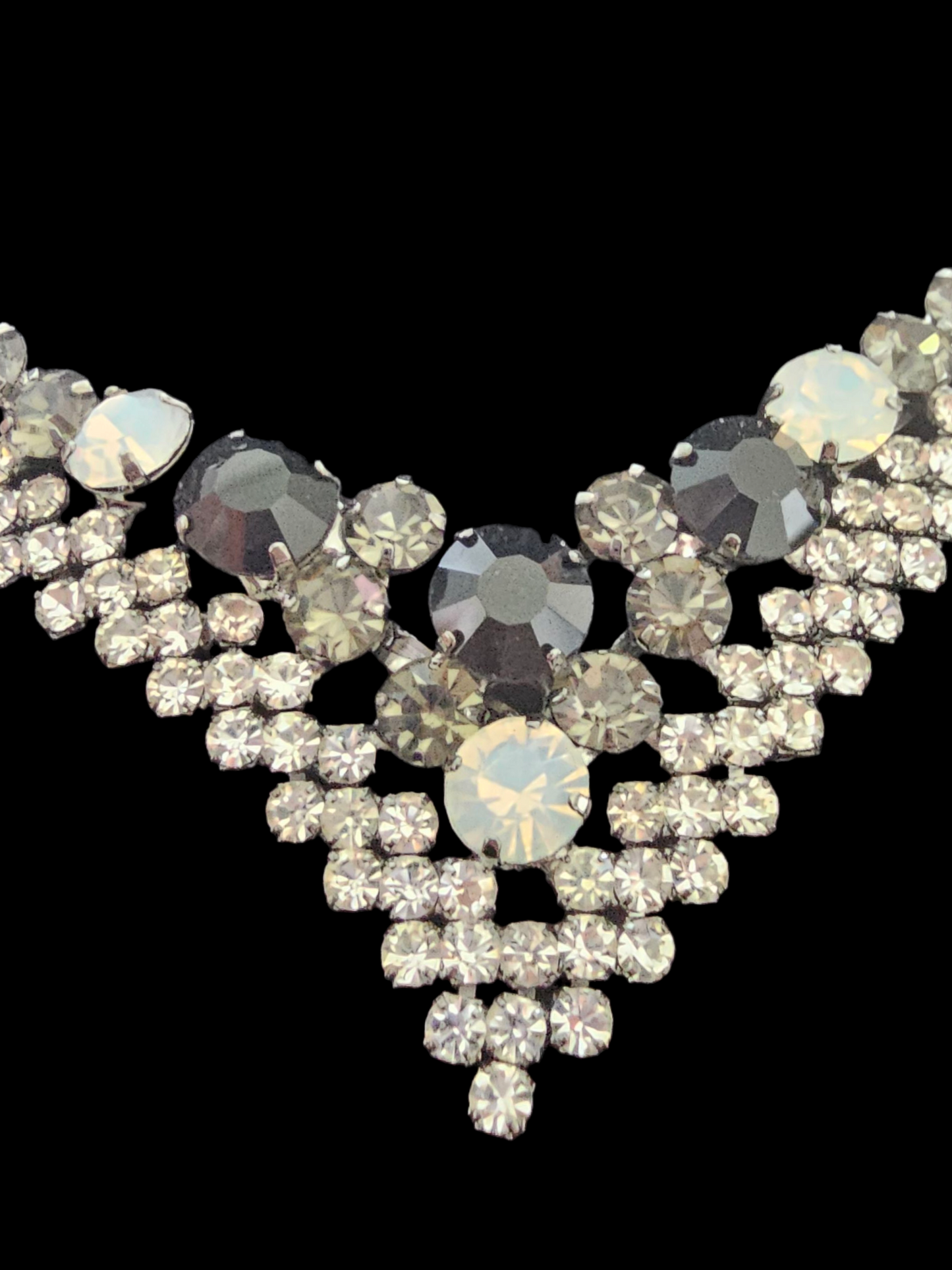 Jet/Crystal Necklace, Earring, Bracelet Set