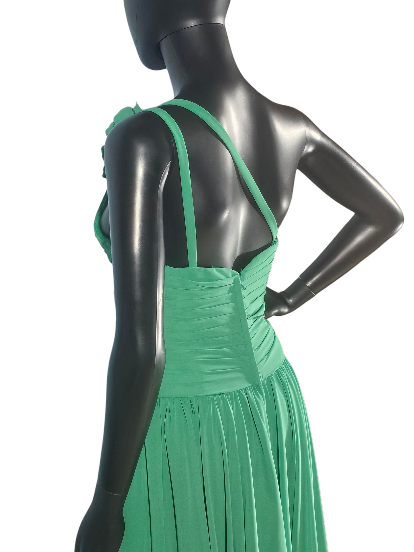 Shamrock One Shoulder Floral Chiffon Mid-Length Dress - Mori Lee