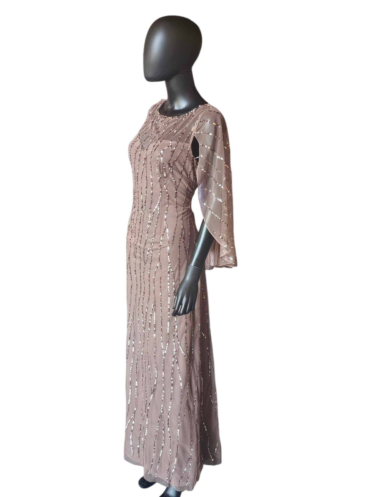 Cafe Sequin Cape Sleeve Full Length Formal Gown - Alex Evenings