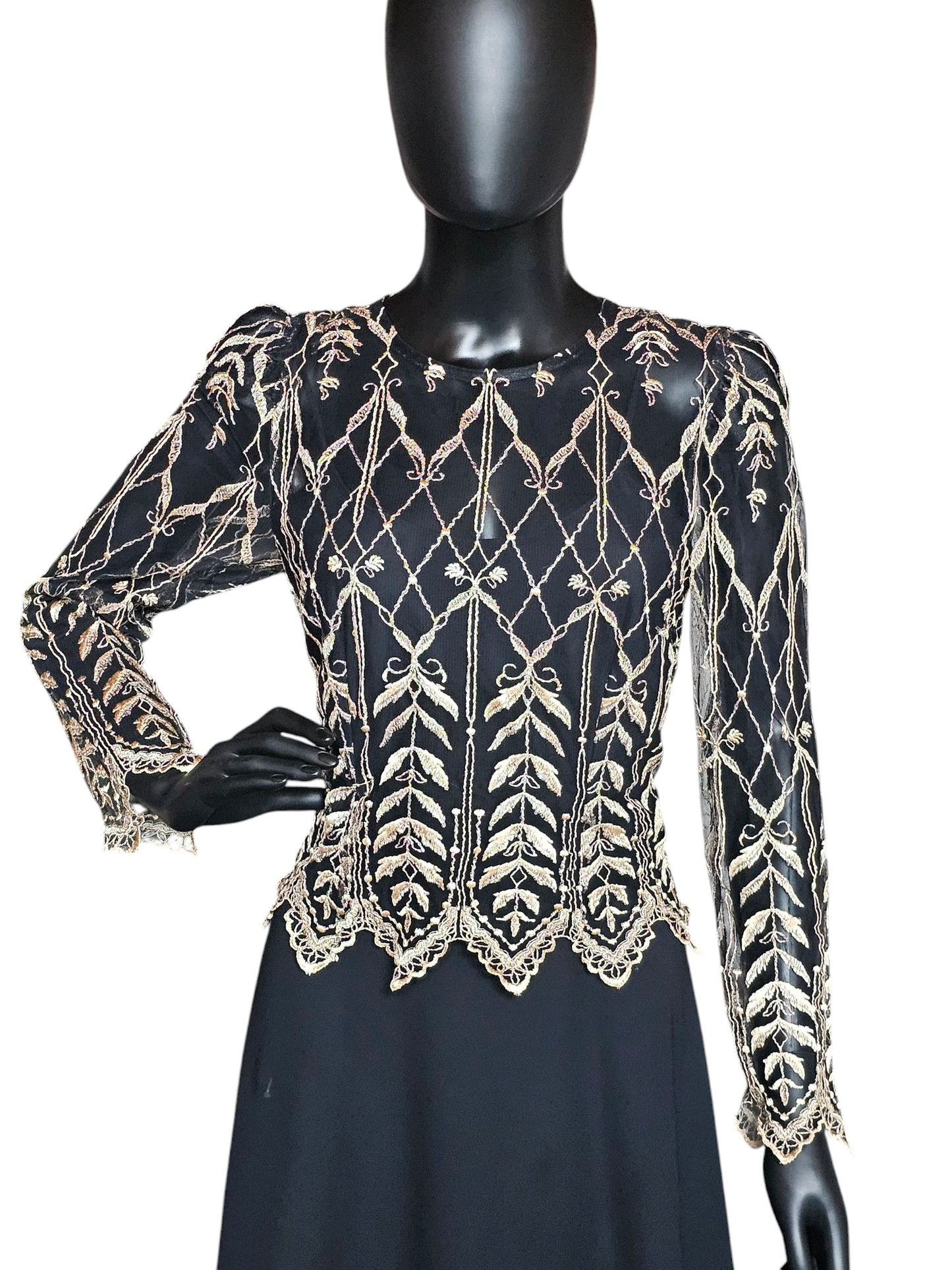 Black/Gold Embroidered Vintage Cachet by Bari Protas