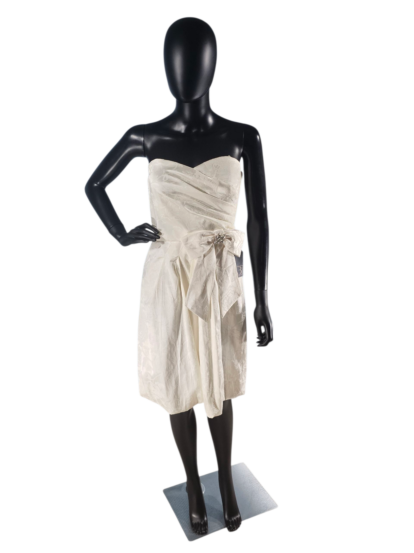Cream Side Ruched Brocade Formal Dress - NWT Maurices