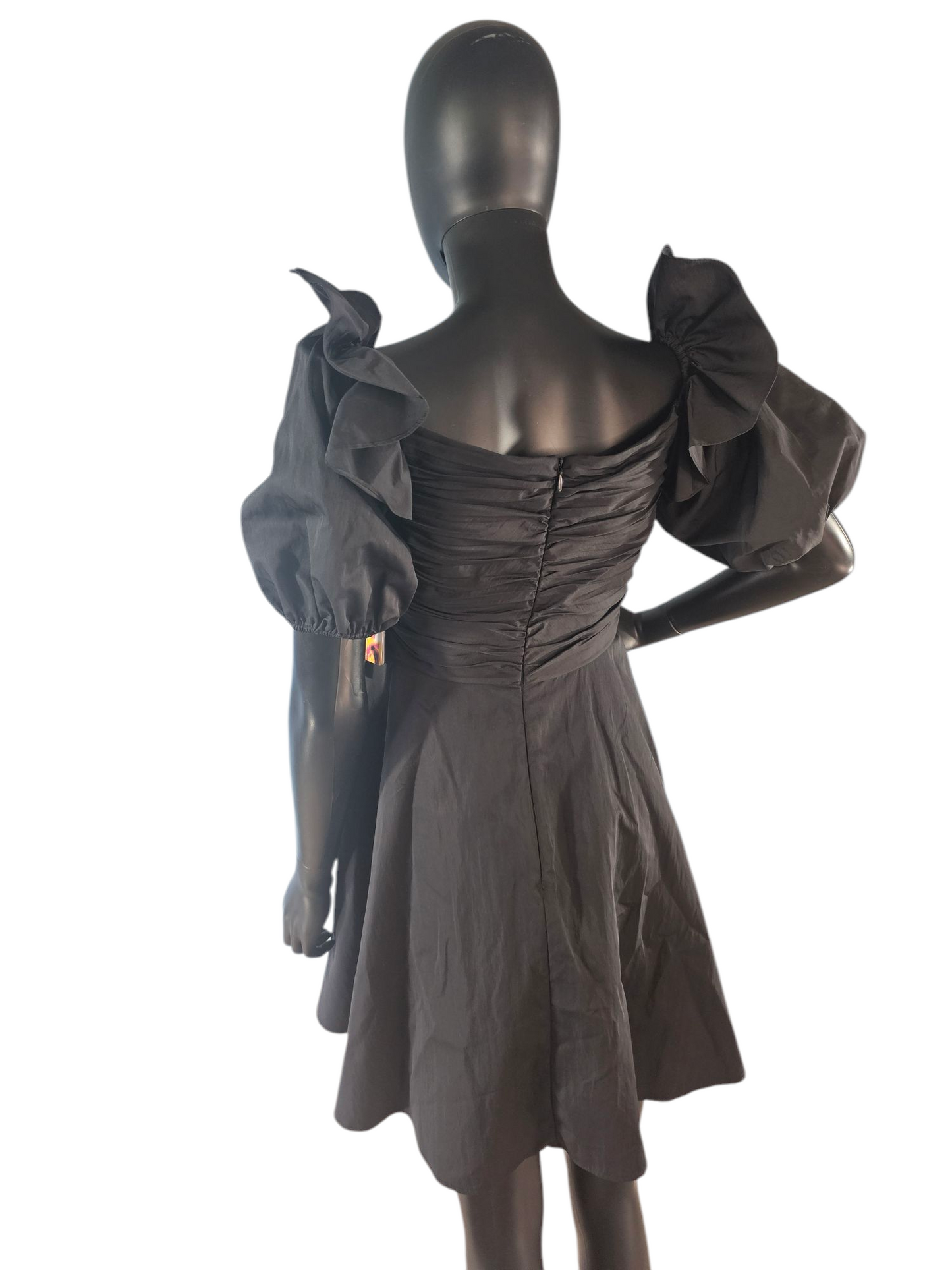 Black Taffeta Puff Sleeve Mini Party Dress - Prabal Gurung NEW w/Tag