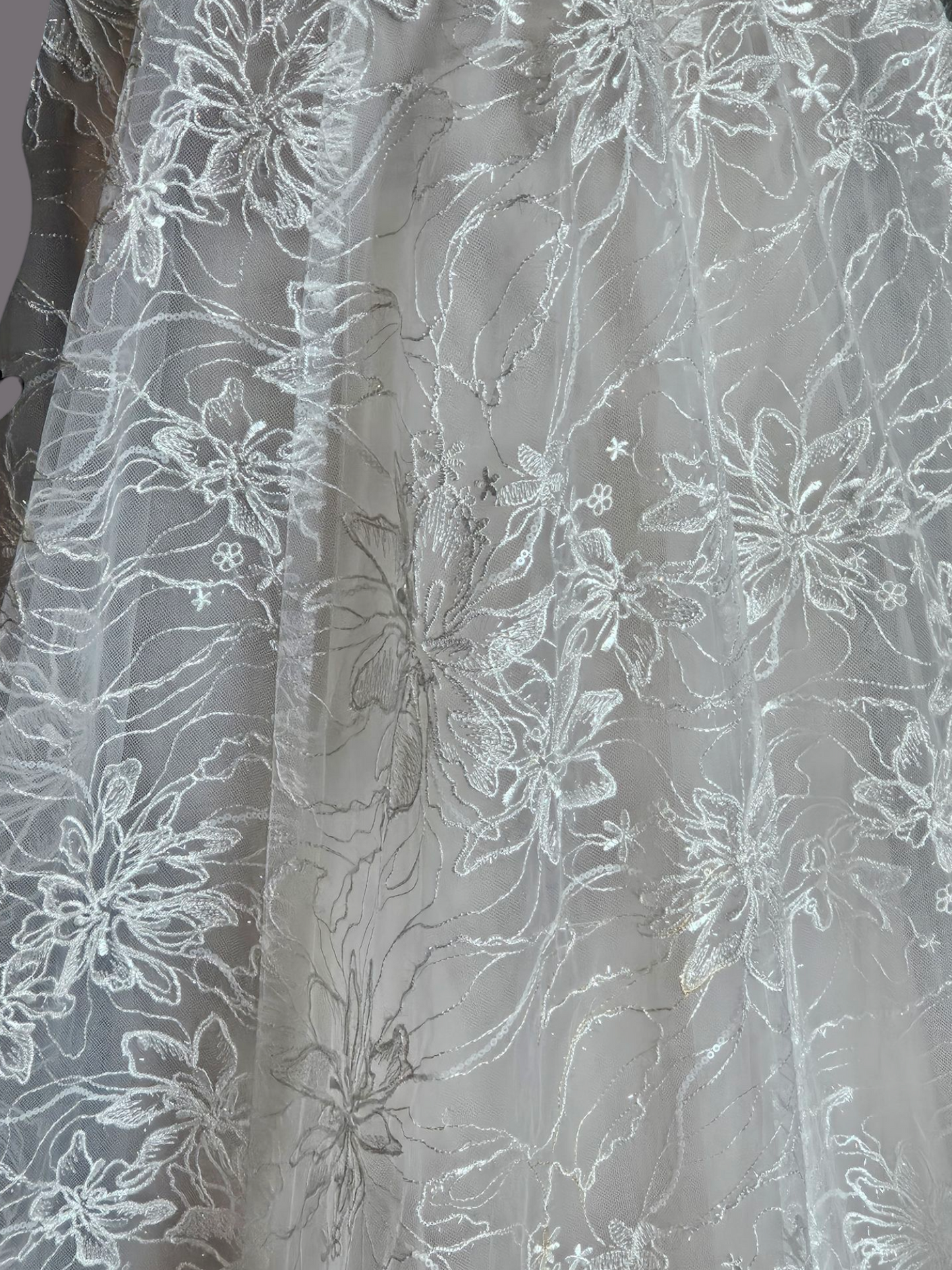 Natural Waist Off Shoulder Vintage Rose Embroidered Wedding Gown