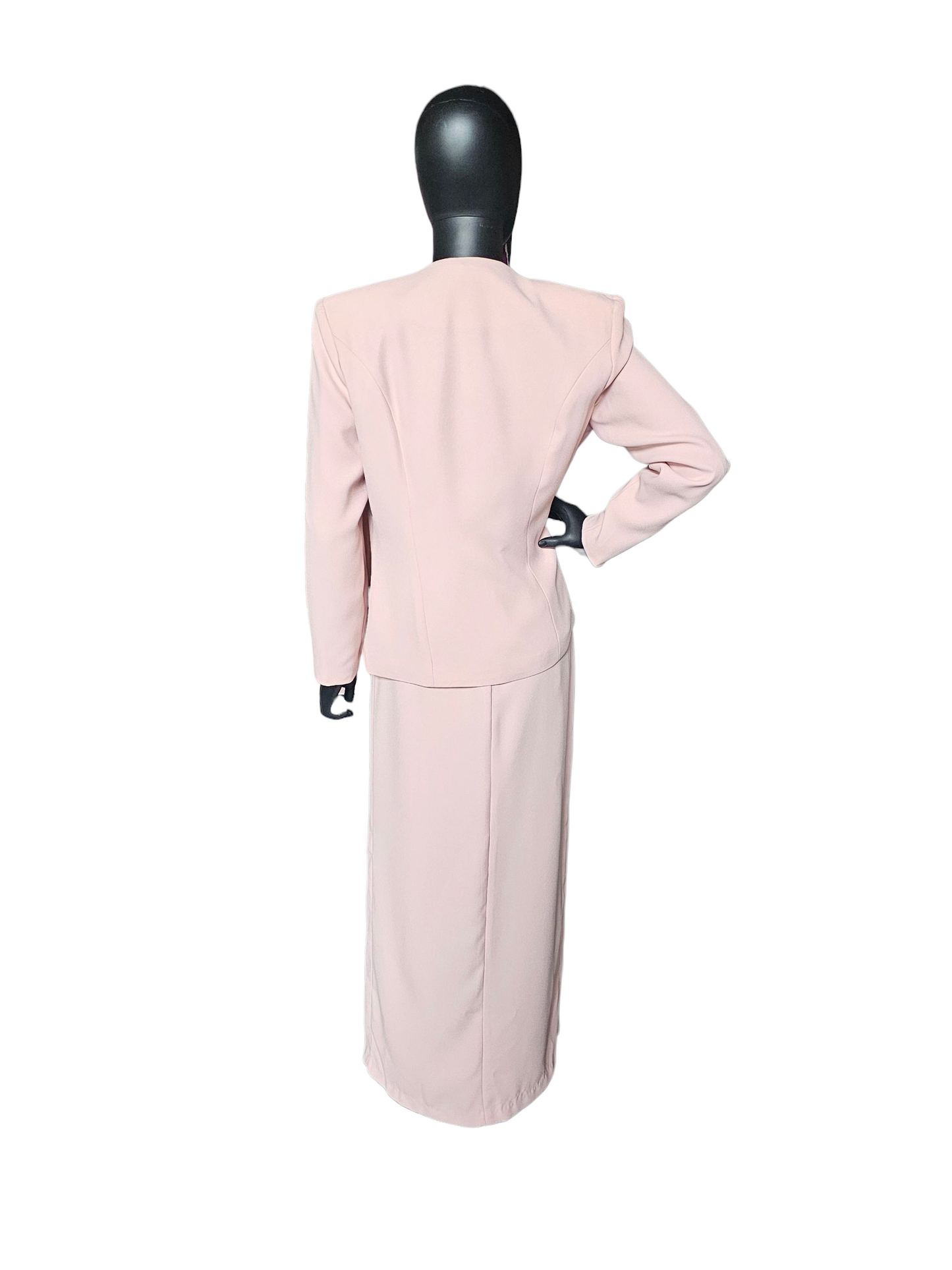 Soft Pink High Neck Sheath Formal Maxi Gown W/Jacket - Malas New York