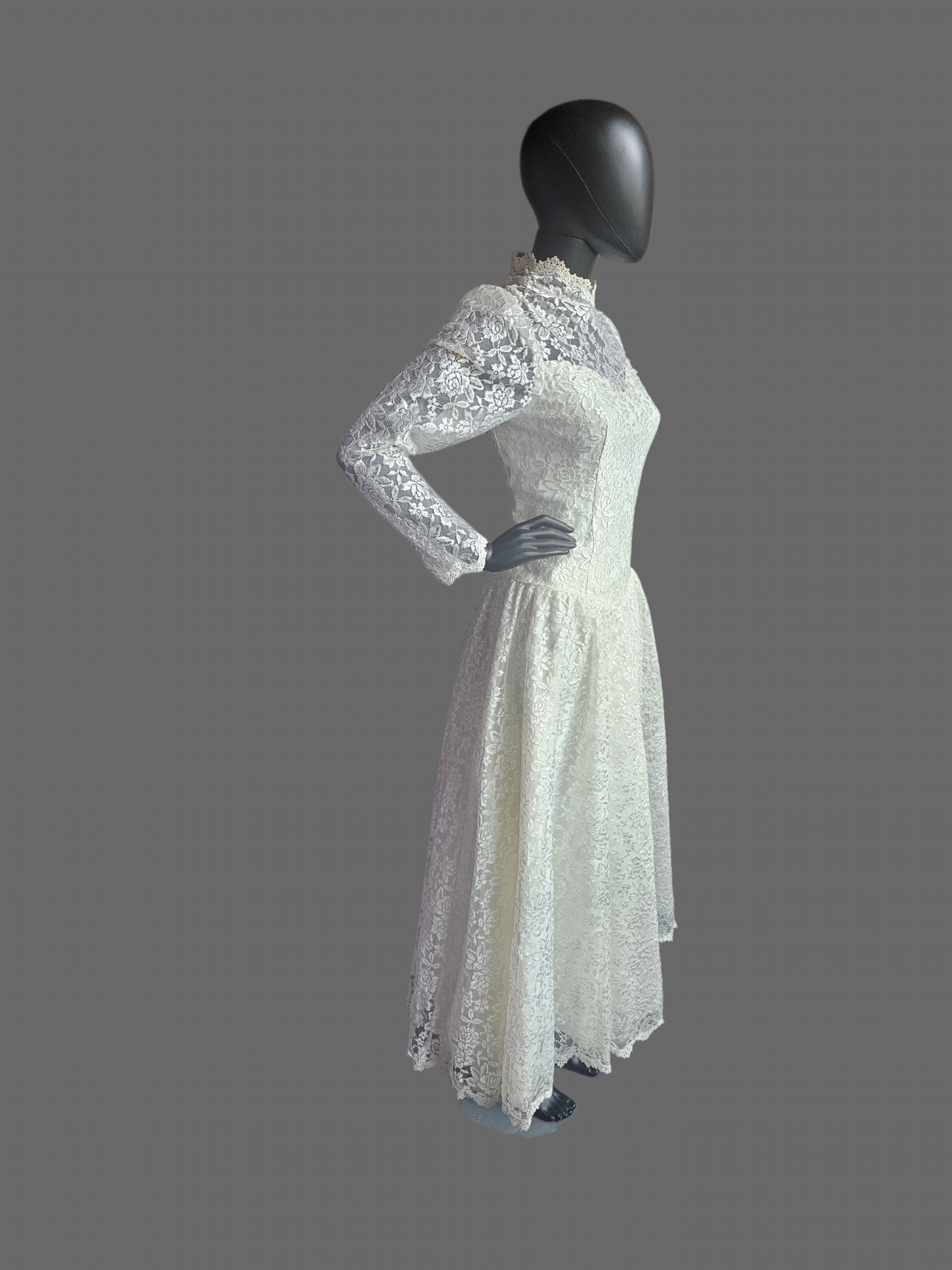 Vintage Lace Tea Length Wedding Gown