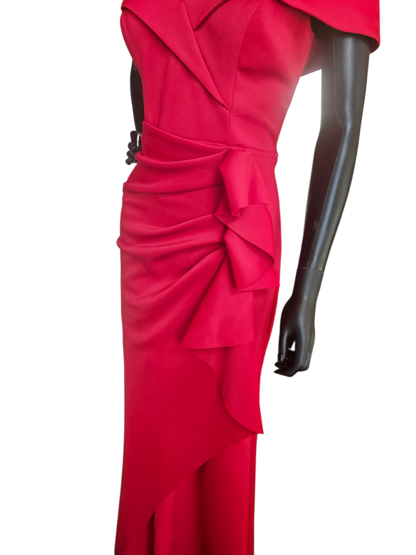 Red Neoprene Off Shoulder Fit/Flare Formal Gown NWT -  Xscape