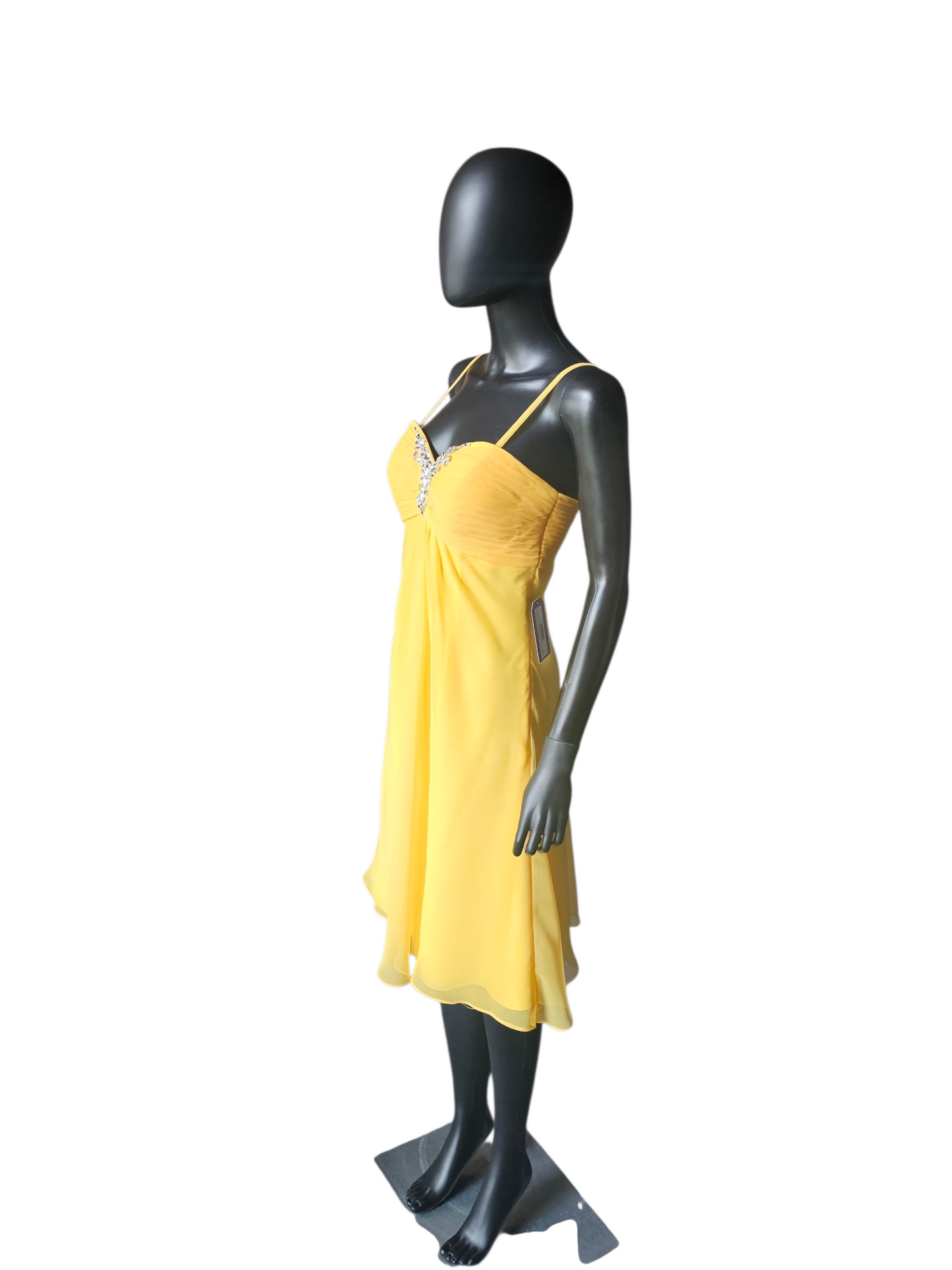 Canary Yellow Chiffon Spaghetti Party/Cocktail Dress NWOT - Da Vinci