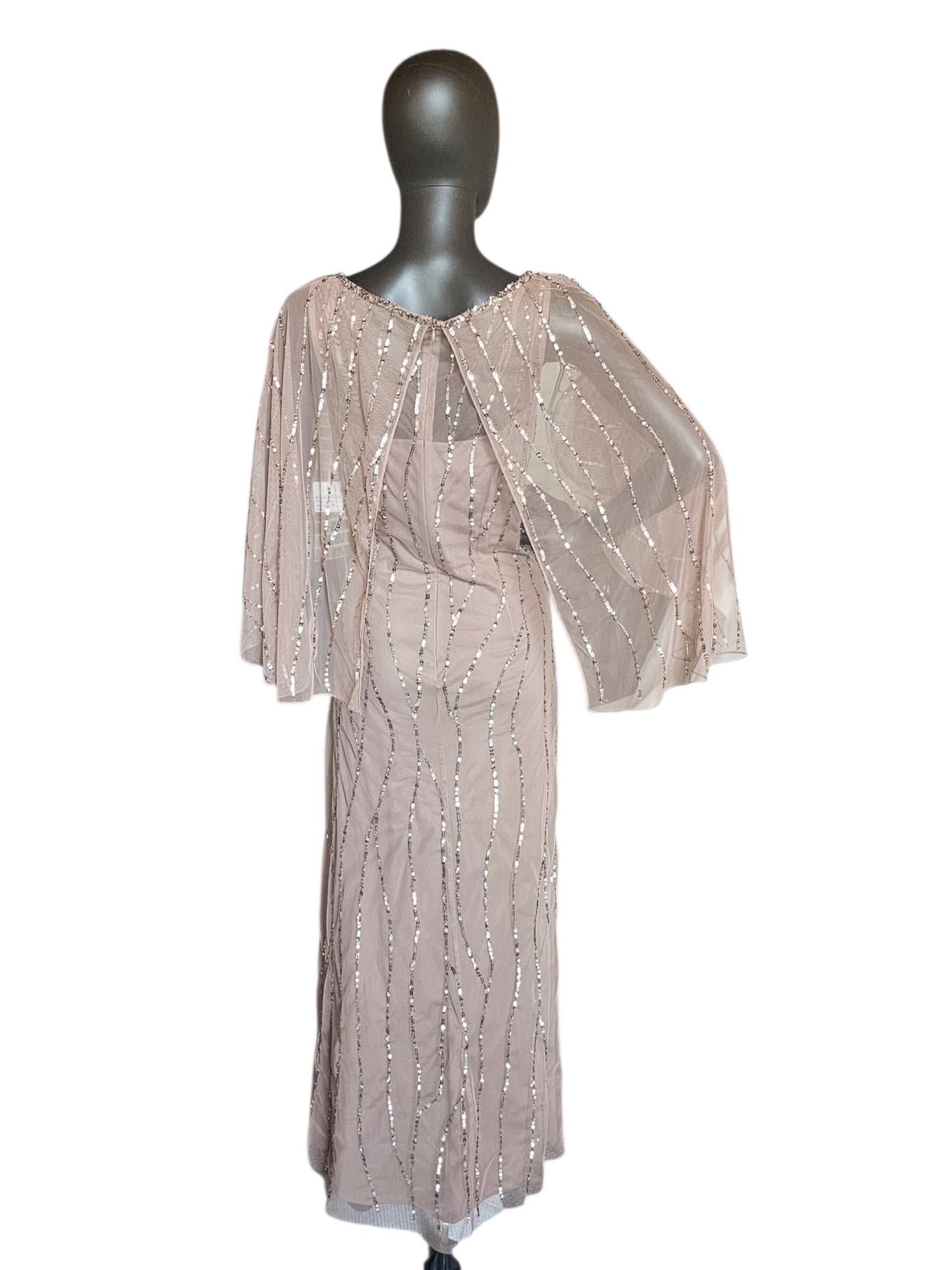 Cafe Sequin Cape Sleeve Full Length Formal Gown - Alex Evenings