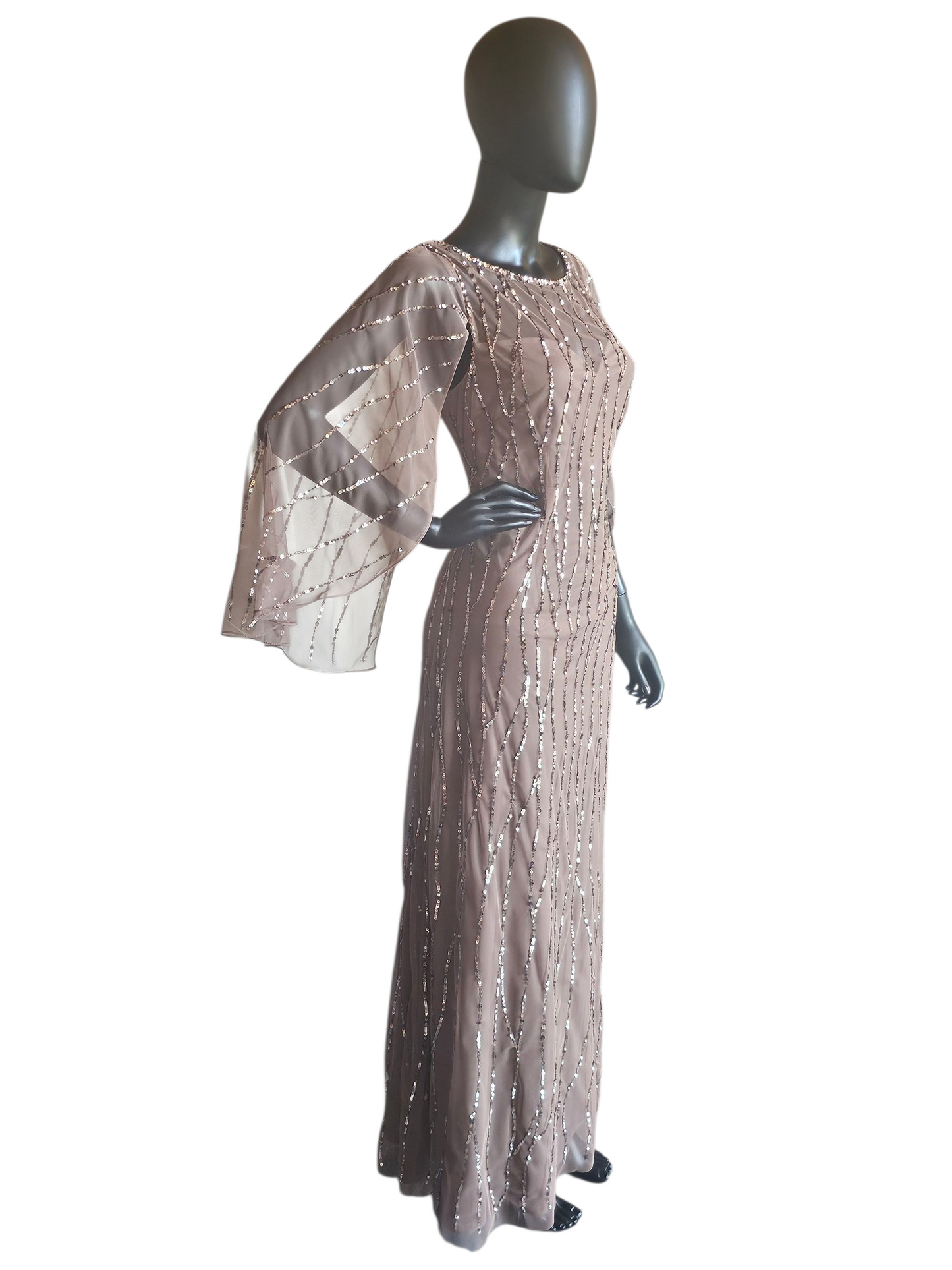 Cafe Sequin Cape Sleeve Full Length Formal Gown - Alex Evenings