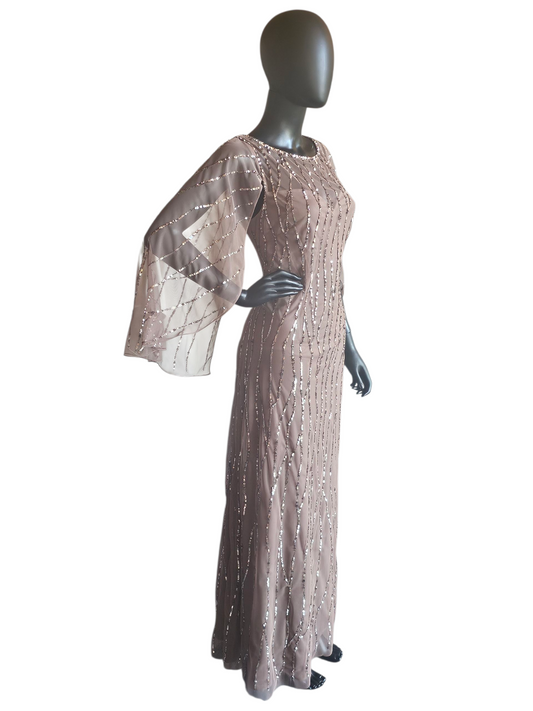 Cafe Sequin Cape Sleeve Full Length Formal Gown - Alex Evenings