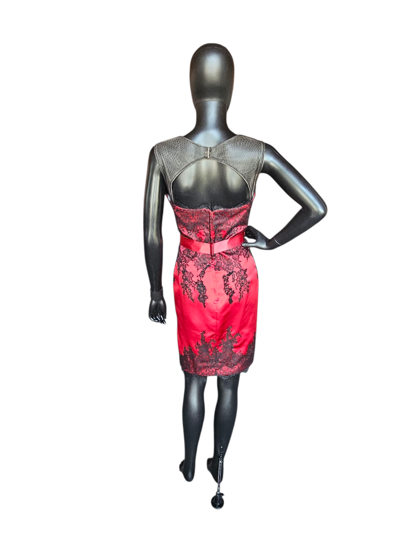 Red Satin/Black Lace Party/Cocktail Dress NWOT - Da Vinci