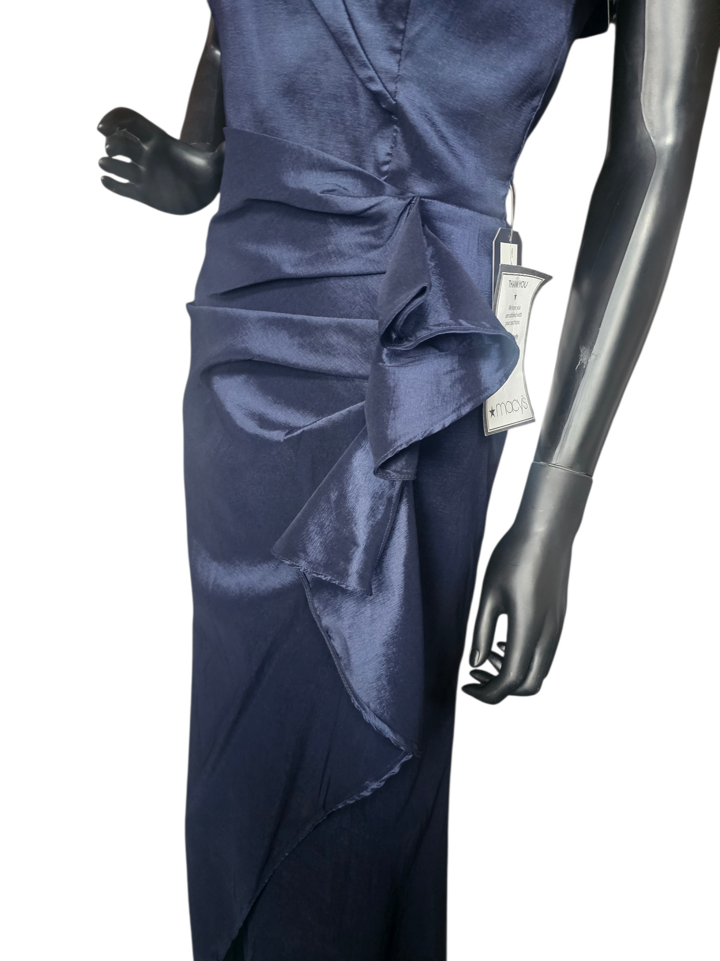 Navy Taffeta Off Shoulder Formal Dress Petite - Xscape