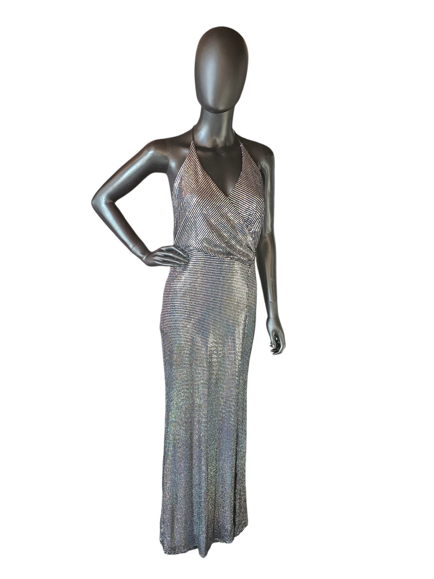 Multicolor Mirror Stretch Halter Party/Formal Dress