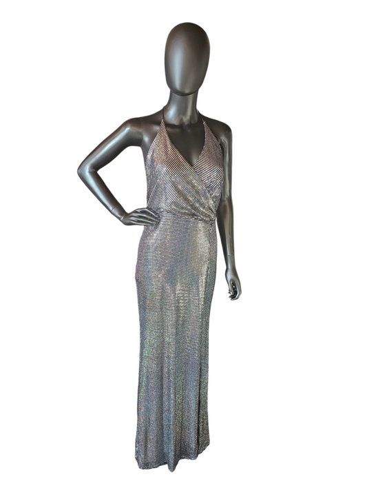Multicolor Mirror Stretch Halter Party/Formal Dress