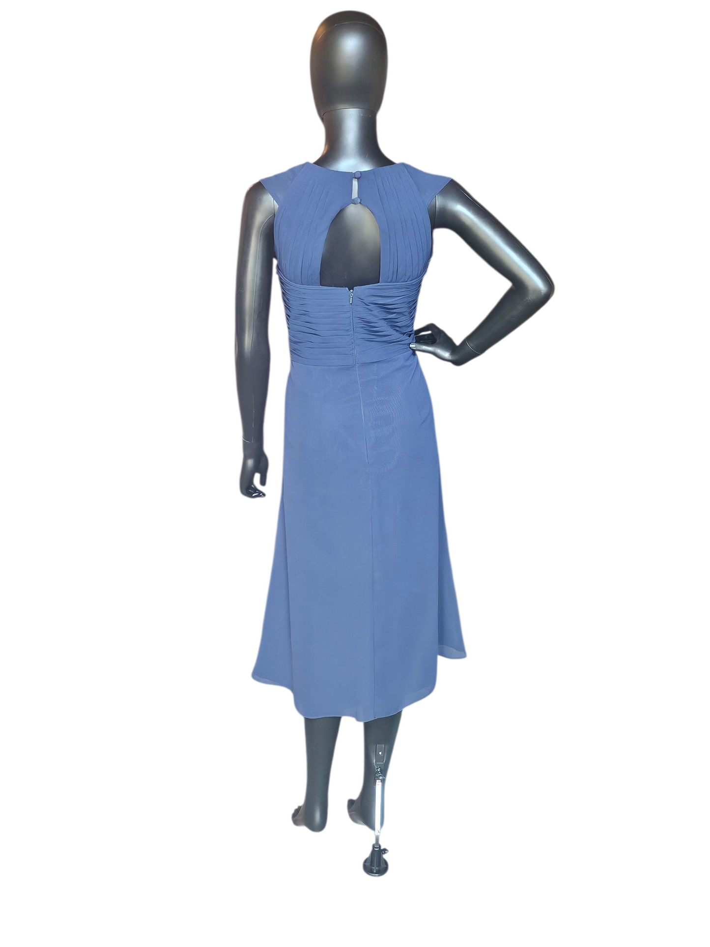 Navy Illusion Front Twist Chiffon Formal Cocktail Dress - Bill Levkoff