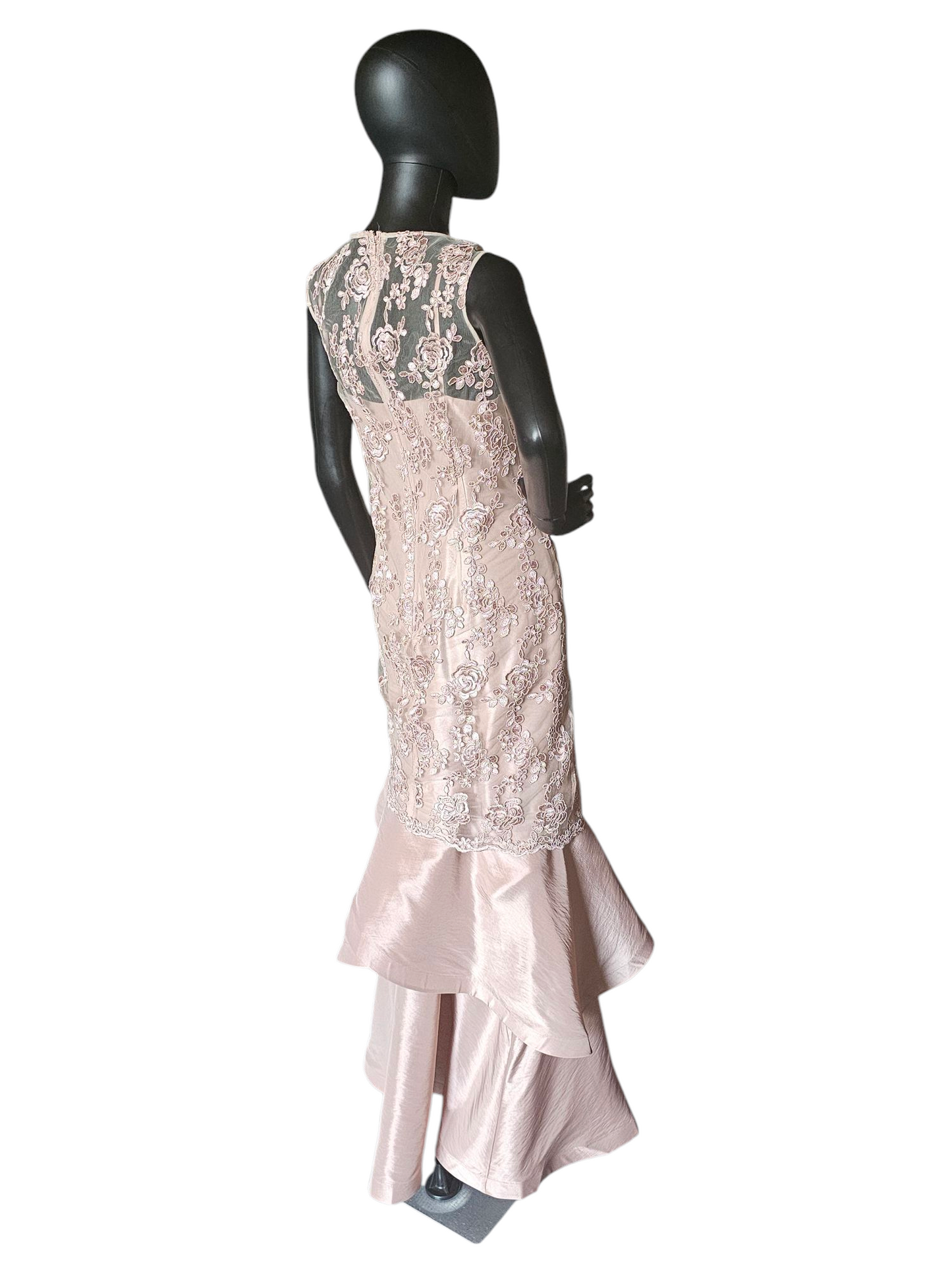 Vintage Rose Lace Overlay Formal Gown -