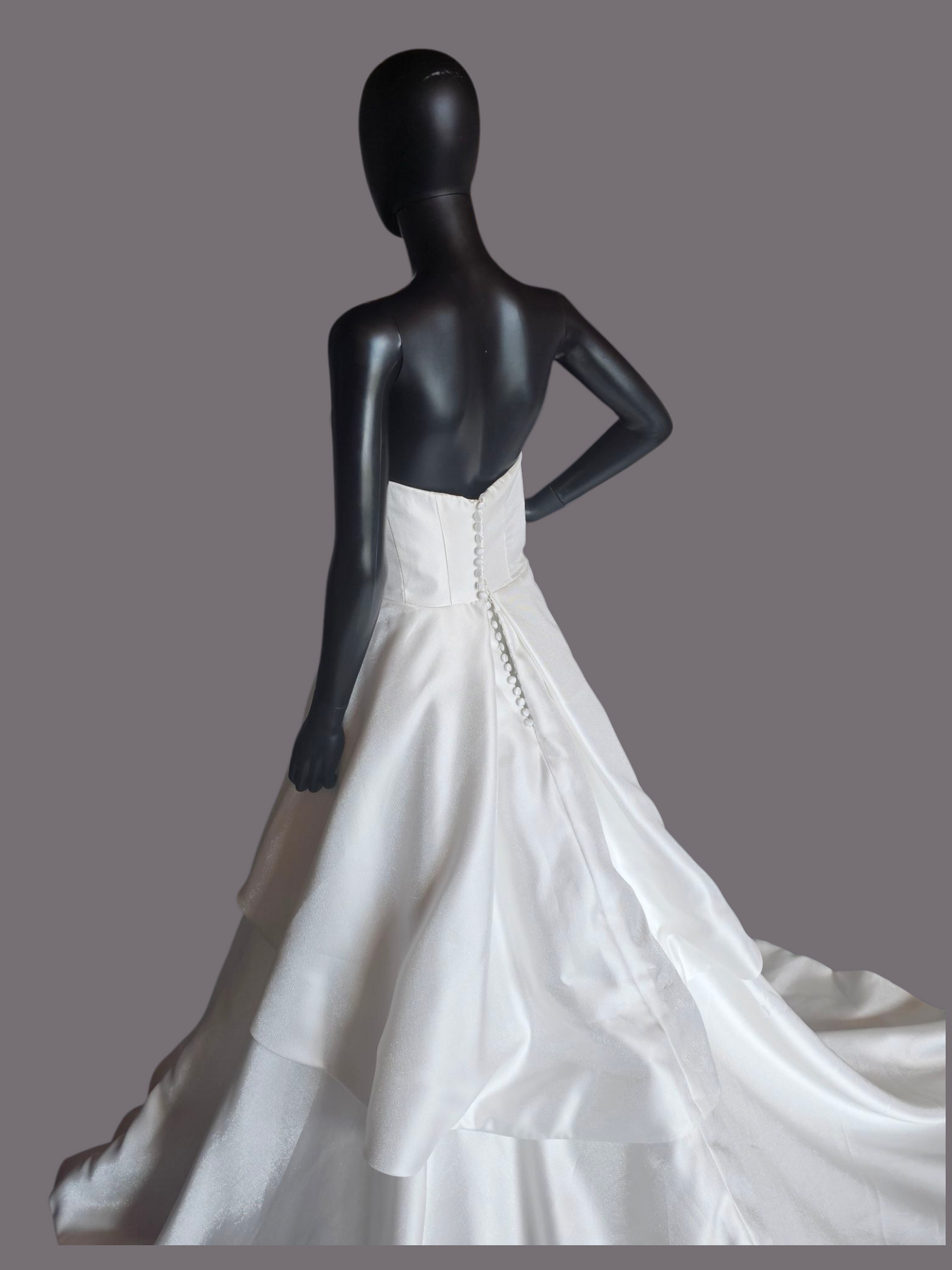 Strapless Contoured Bodice Diamantina Satin Wedding Gown - Morilee