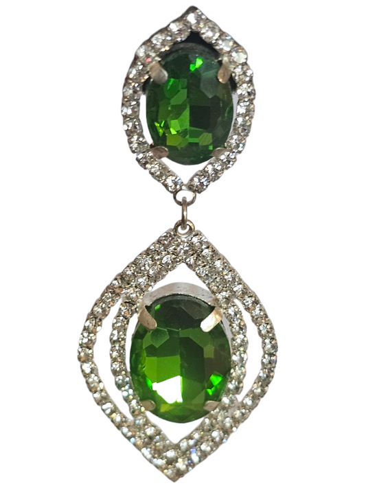 Large Green Crystal Chandelier Earring