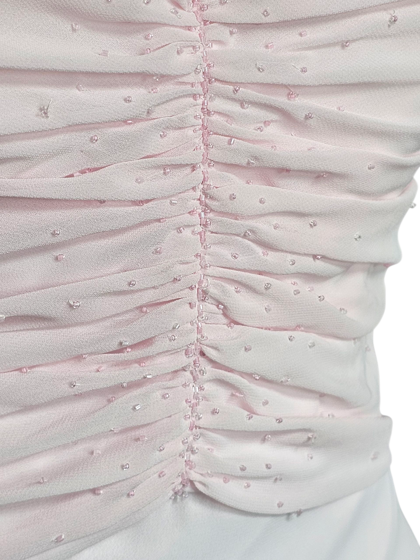 Petal Pink Chiffon Shirred Halter Party/Cocktail Midi Dress NWOT- Mori Lee