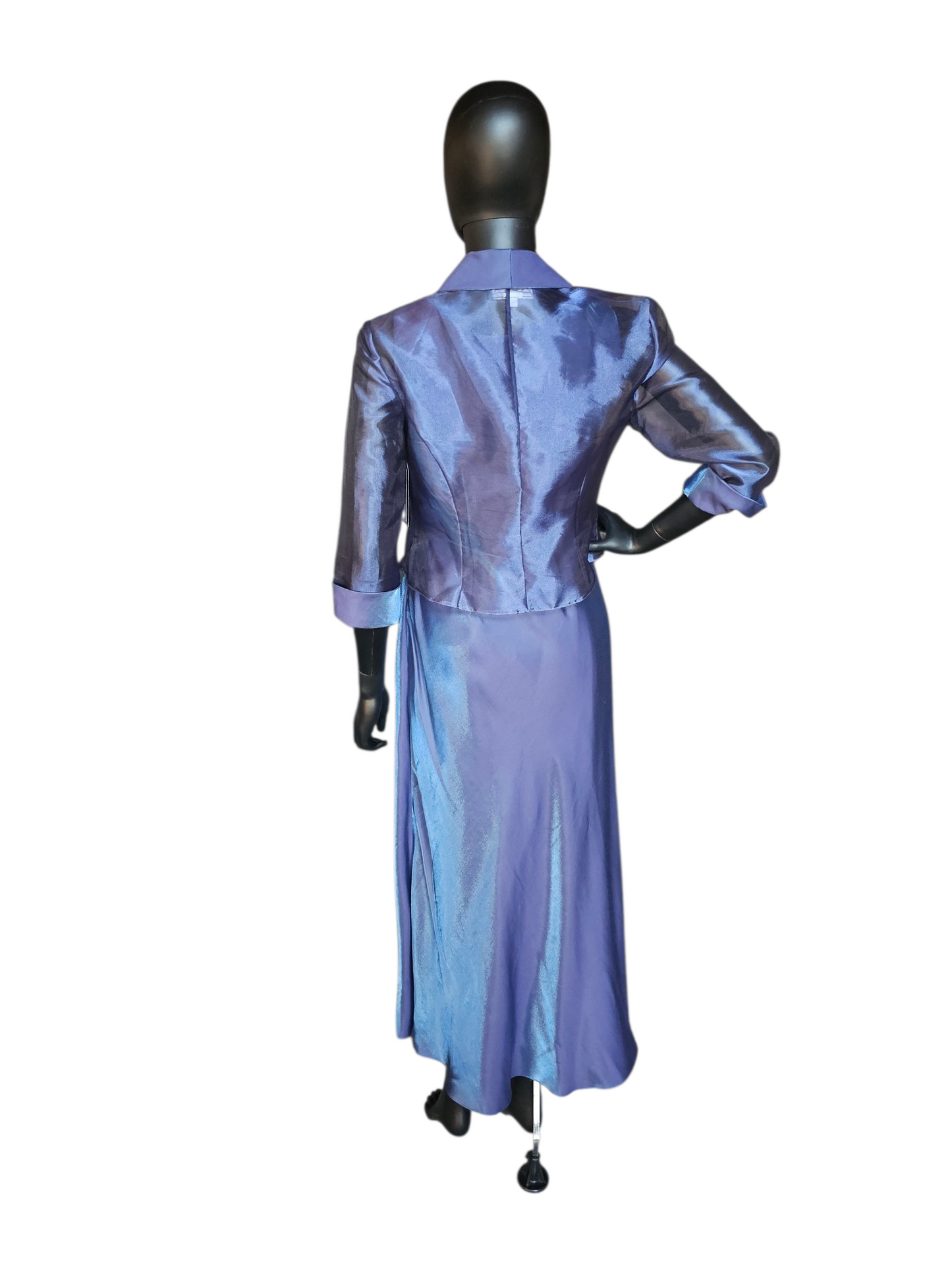 Iridescent Blue Sheath Formal Dress W/Jacket - Alex Evening - Petite