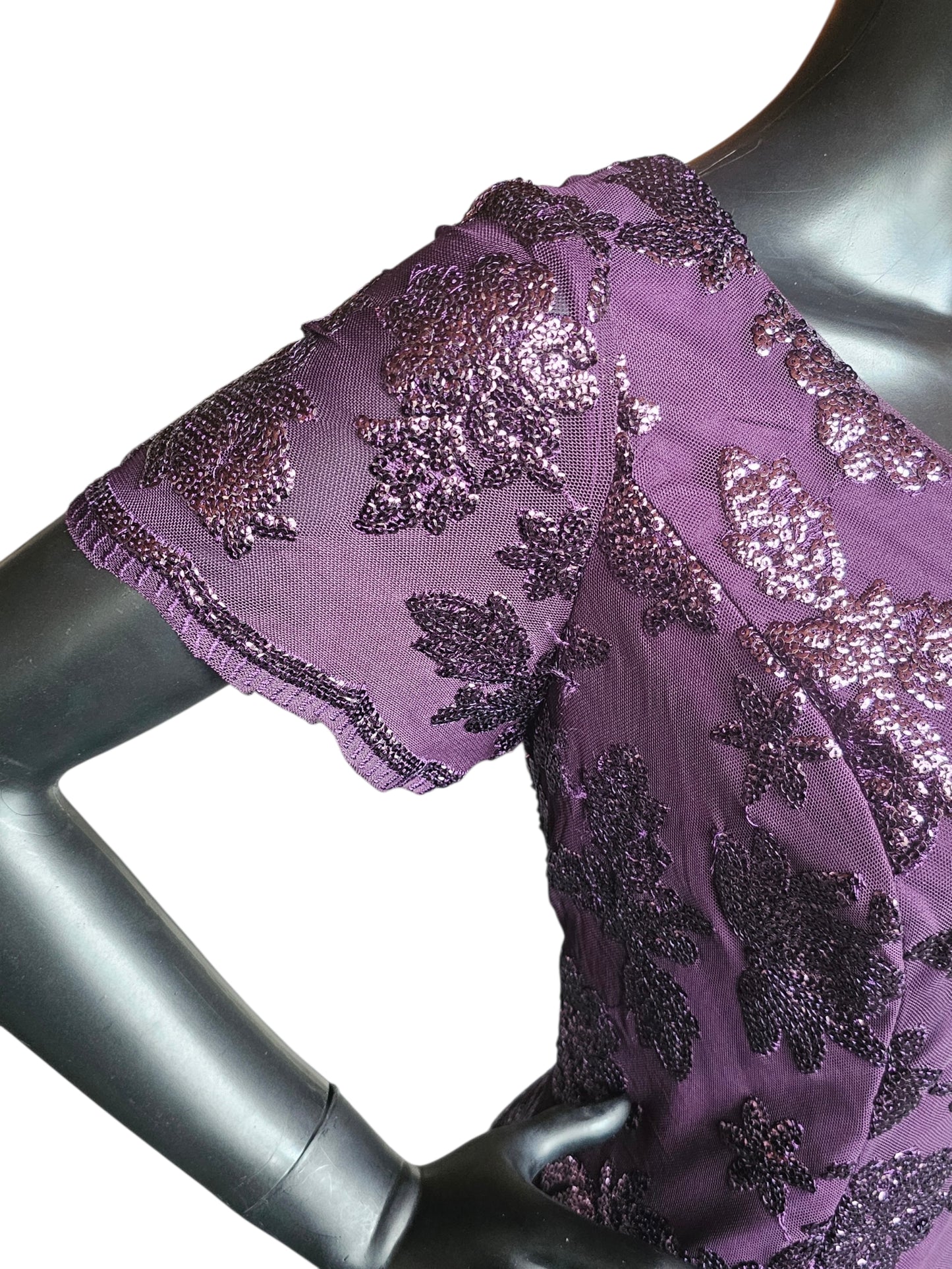 Plum Purple Floral Sequin - Eva USA