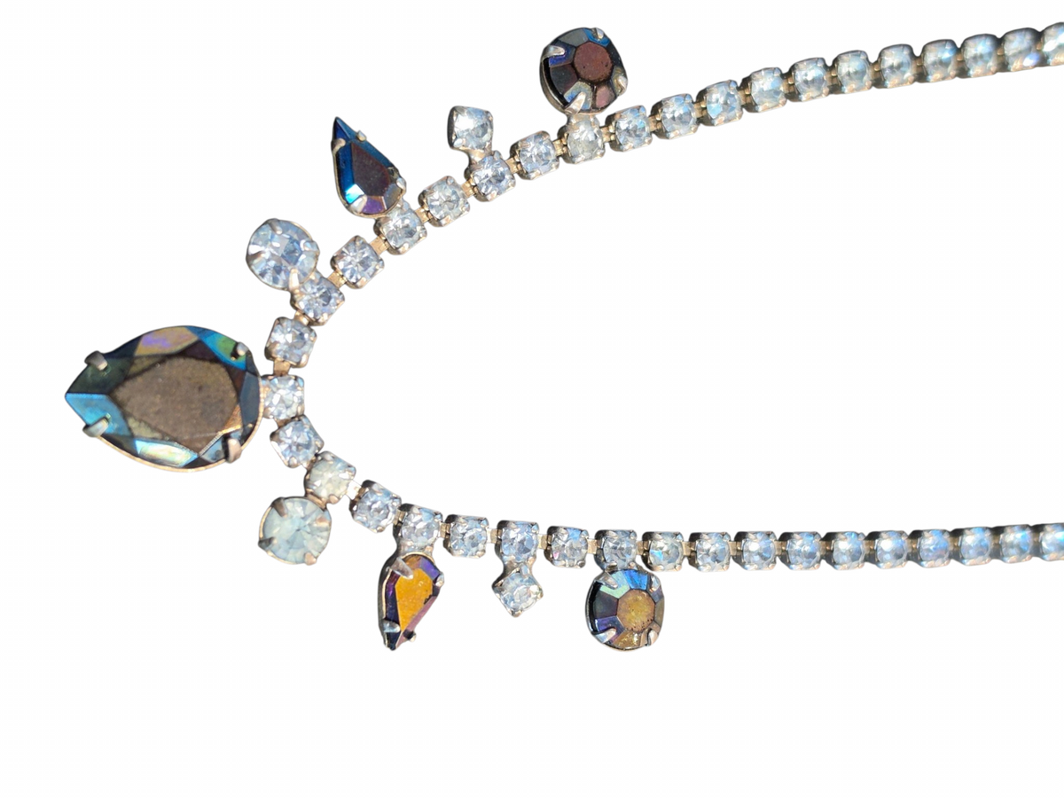 Vintage Blue Paste Teardrop Necklace