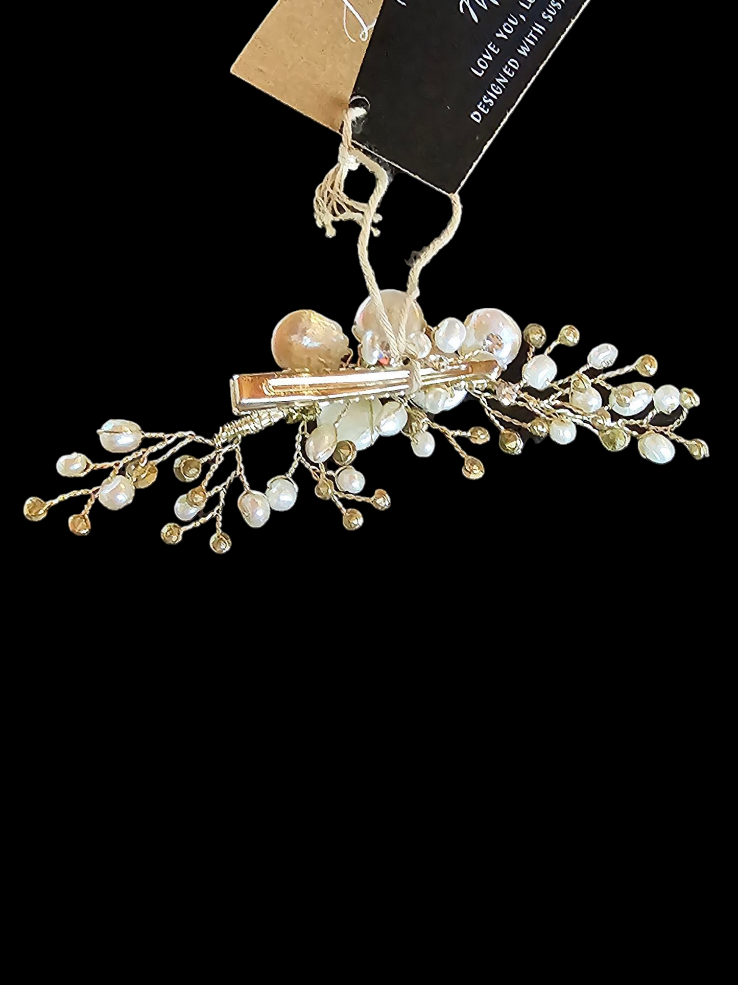 Gold/Freshwater Pearl Wire Hair Clip - Marionat