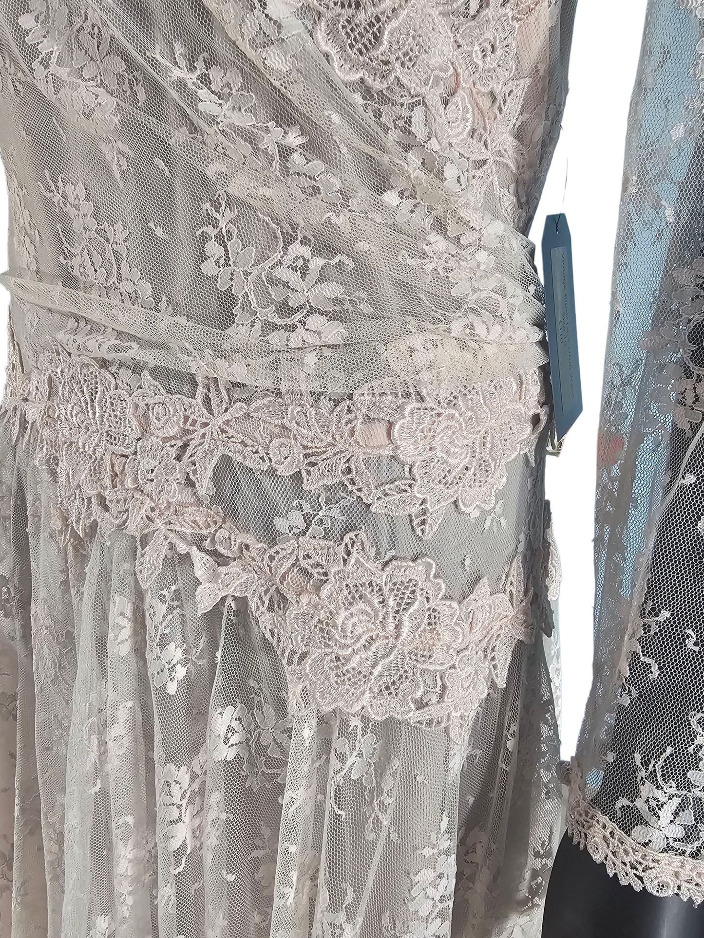 Vintage Pink Lace Drop Waist Formal Dress