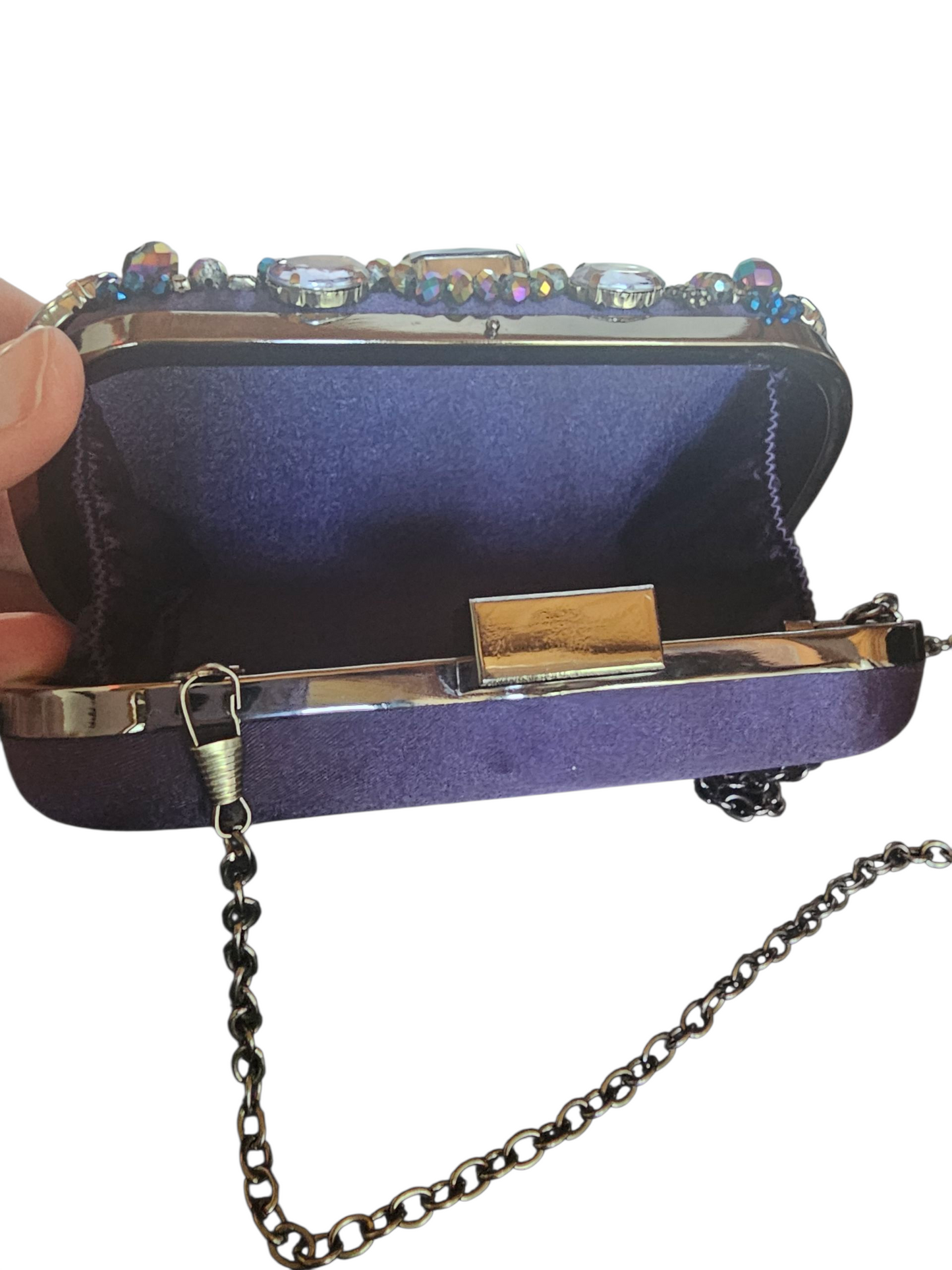 Purple Iridescent Crystal/Beaded Clutch