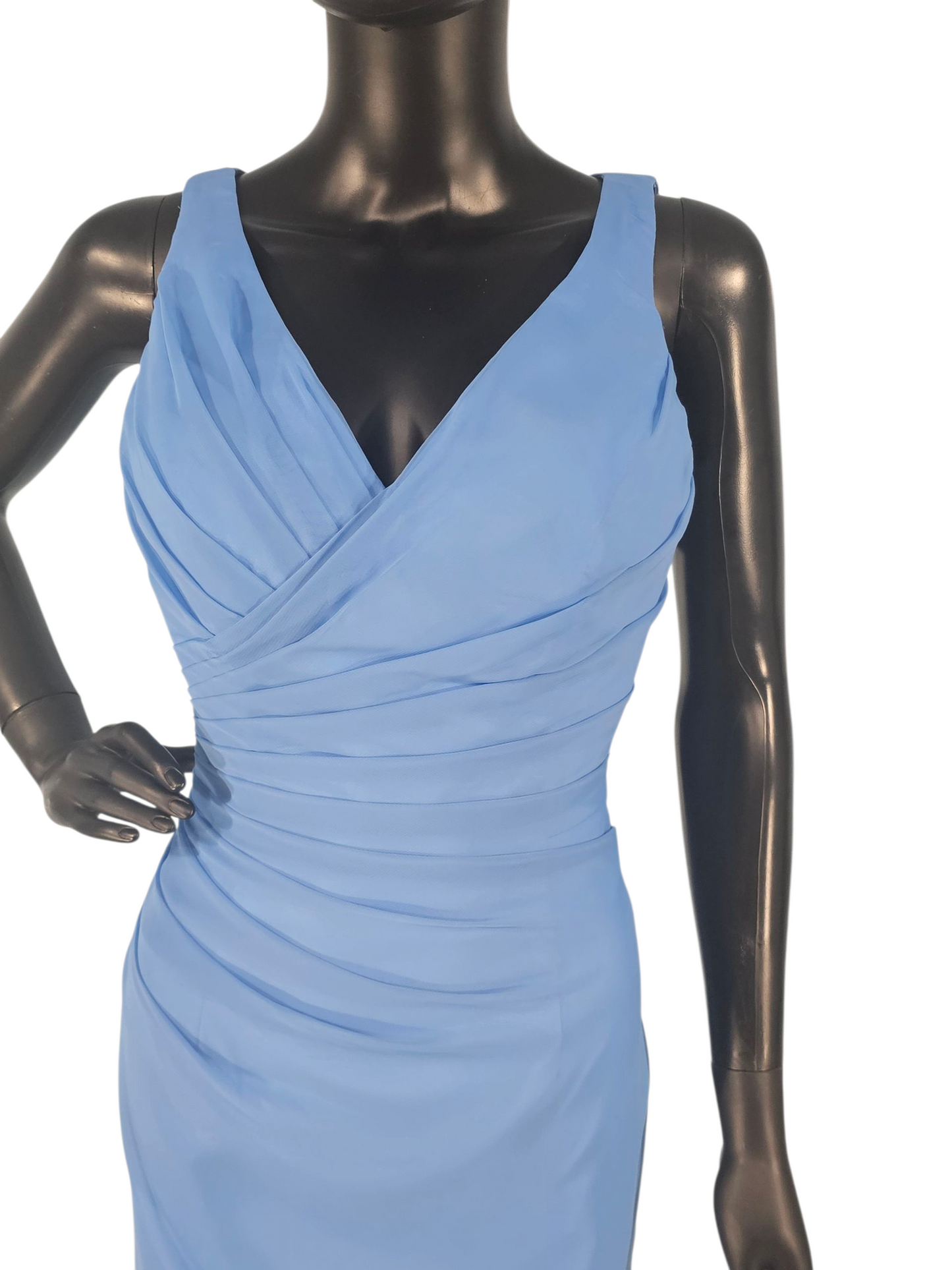 Cornflower Chiffon V-Neck Cocktail Dress/Party Dress - Da Vinci