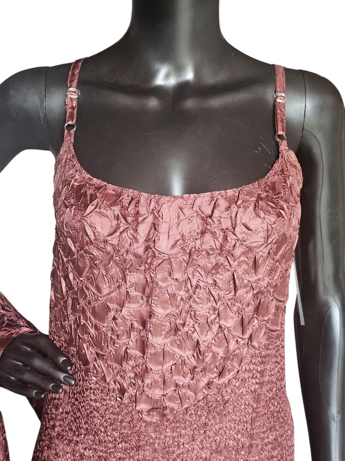 Crushed Silk Burgandy Formal Dress W/Shawl