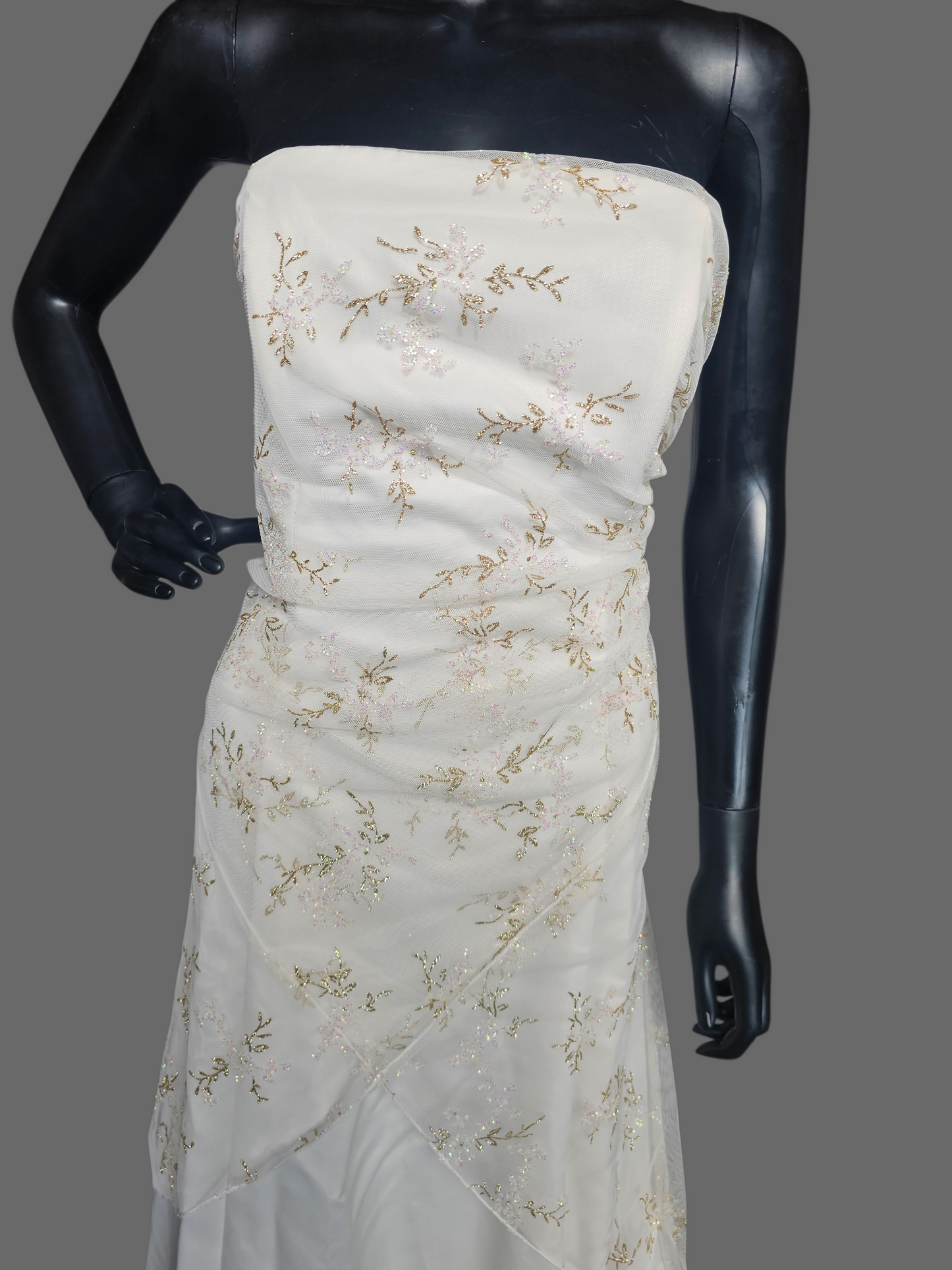 Cream/Gold Vintage Prom Maxi A-Line Dress - Jump