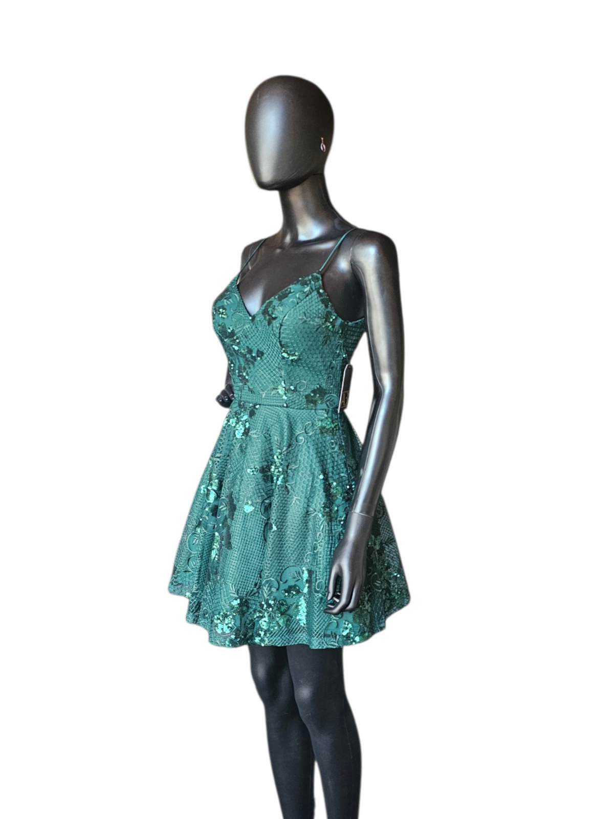 Forest Green Babydoll Glitter NWT Homecoming Dress - City Studio