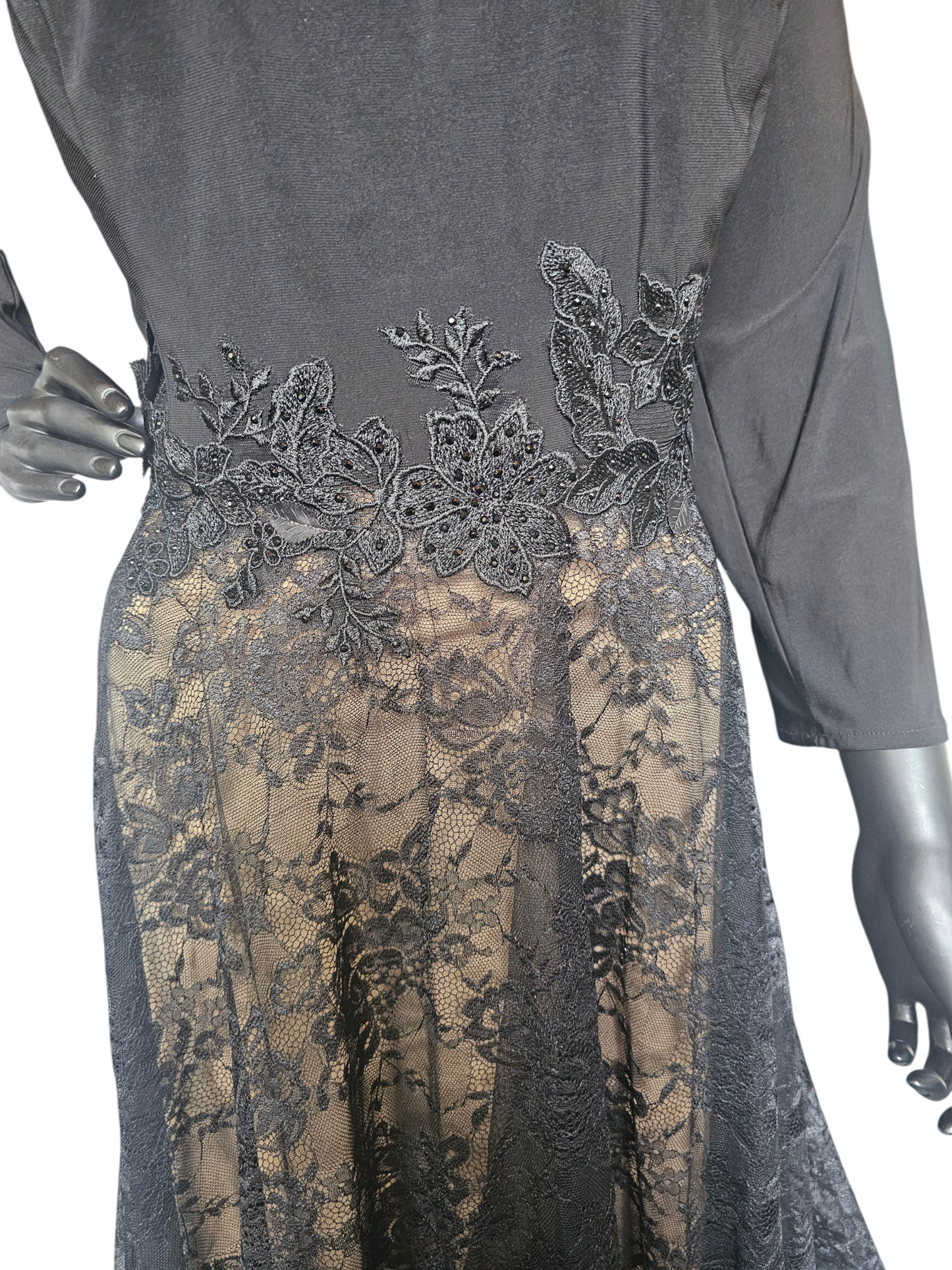 Black V-Neck 3/4 Sleeve Cocktail - Mac Duggal