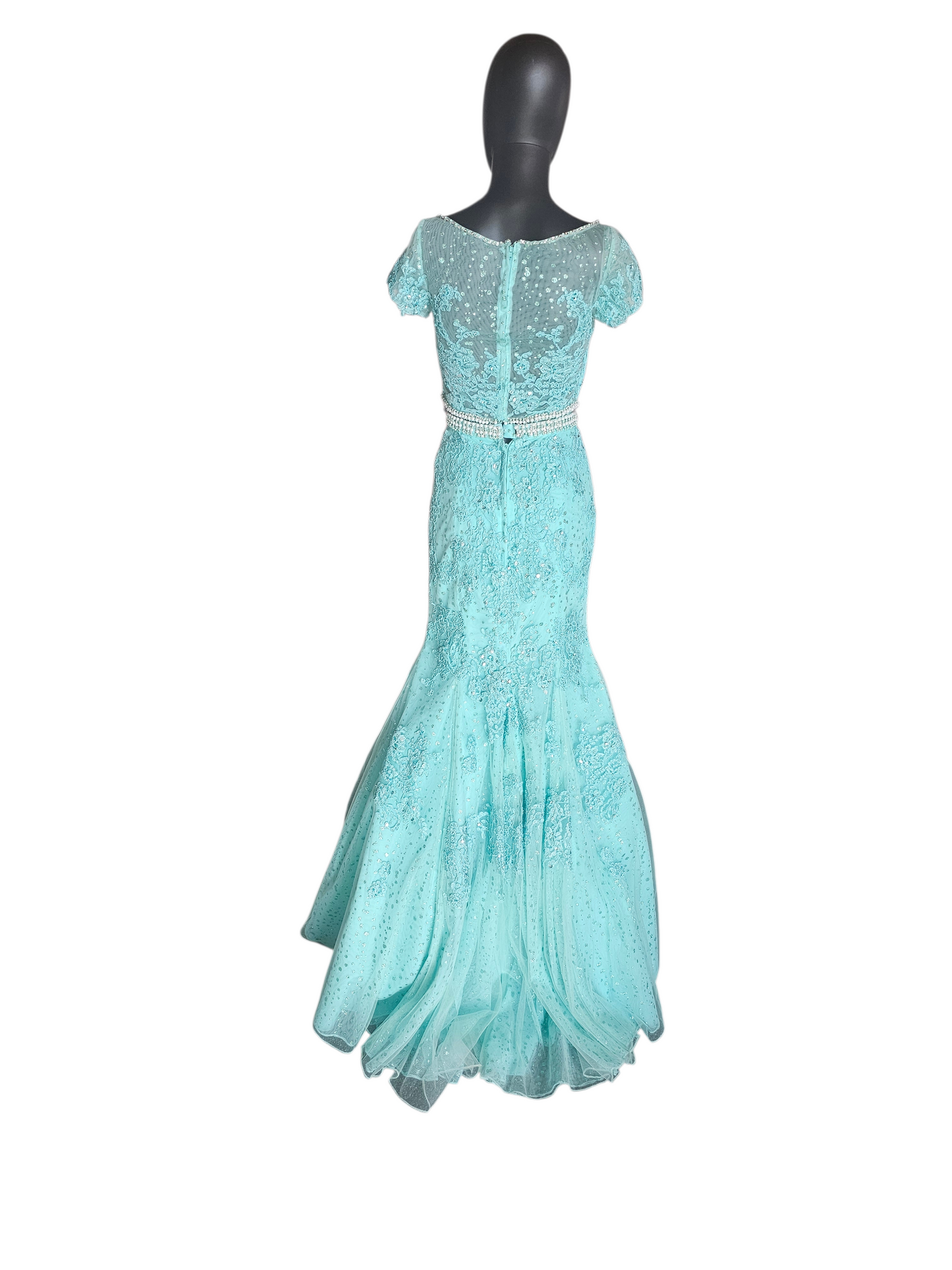 2 Piece Turquoise Fit/Flare Prom/Party Dress - Mori Lee