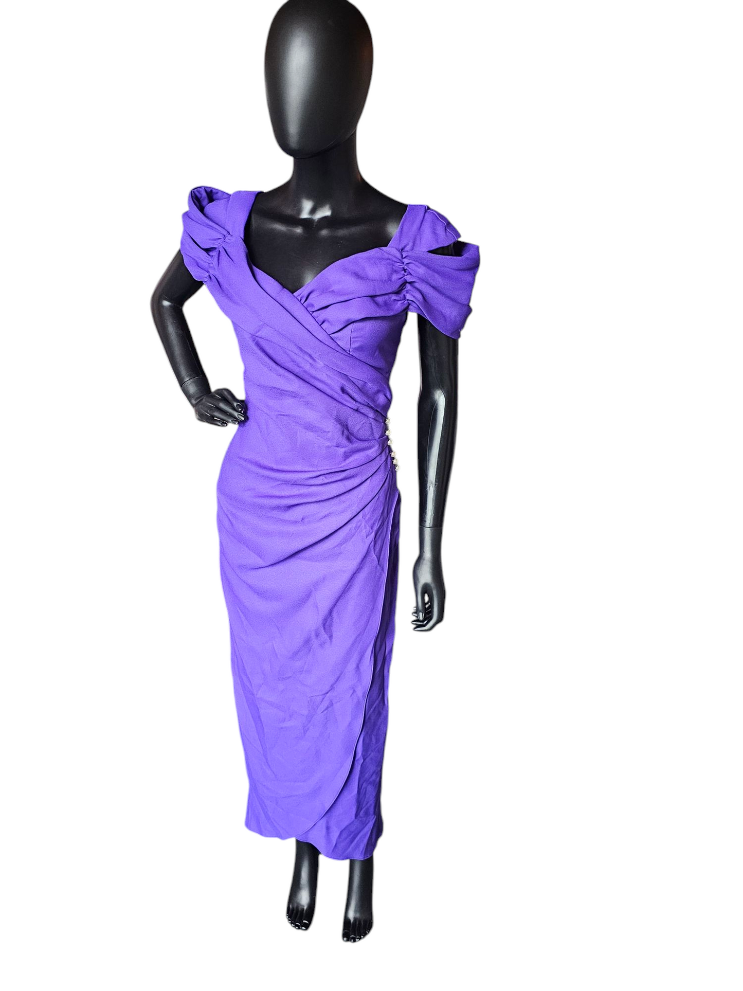 Vintage Purple Off Shoulder Side Sweep