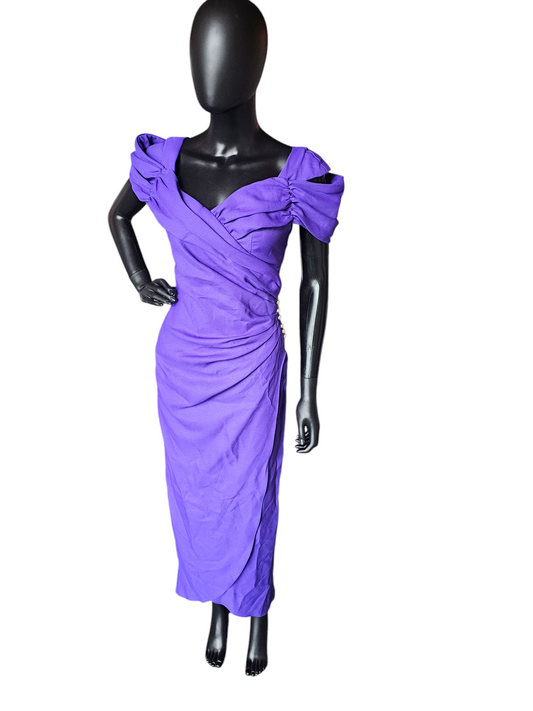 Vintage Purple Off Shoulder Side Sweep