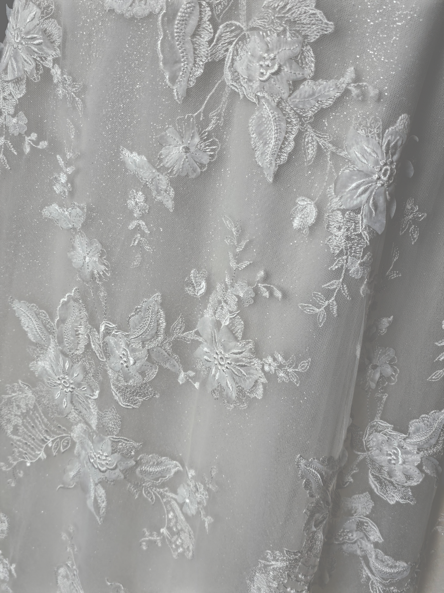 Honey 3D Floral Plunge Bow Shoulder Wedding Gown - Martin Thornburg