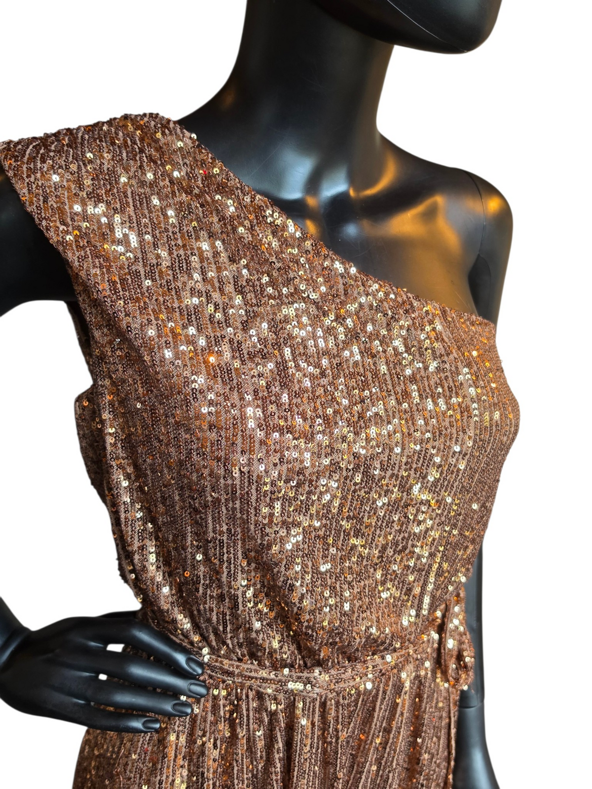 Bronze Sequin One Shoulder - RM Richards