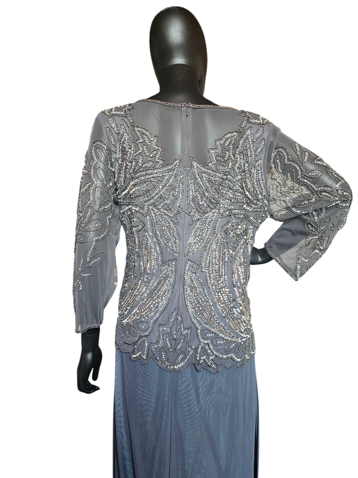 Grey Silver Sequin Illusion Formal - Pisarro Nights