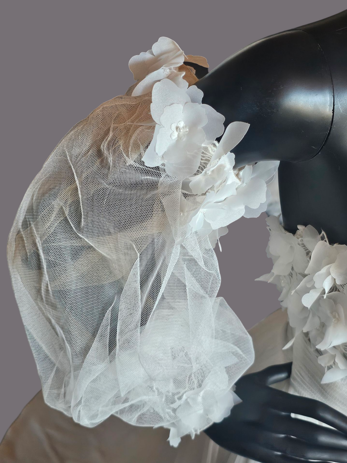 Ivory/Latte Floral Full Tulle Wedding Gown - Sincerity