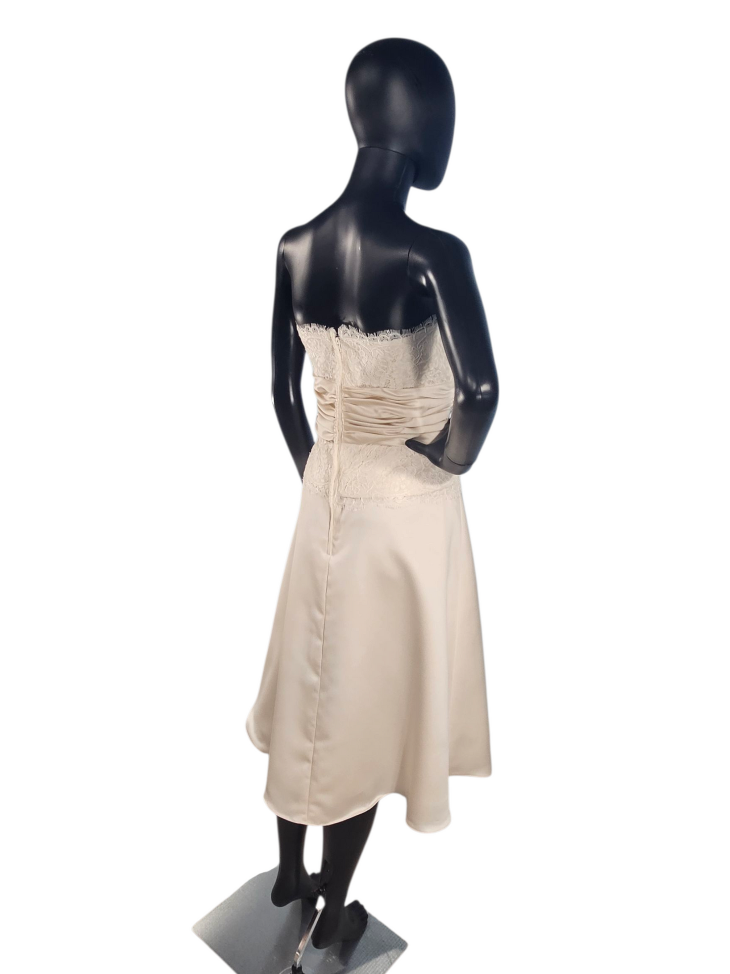 Ivory Lace/Satin Mid-Length Formal Dress - Forever Yours