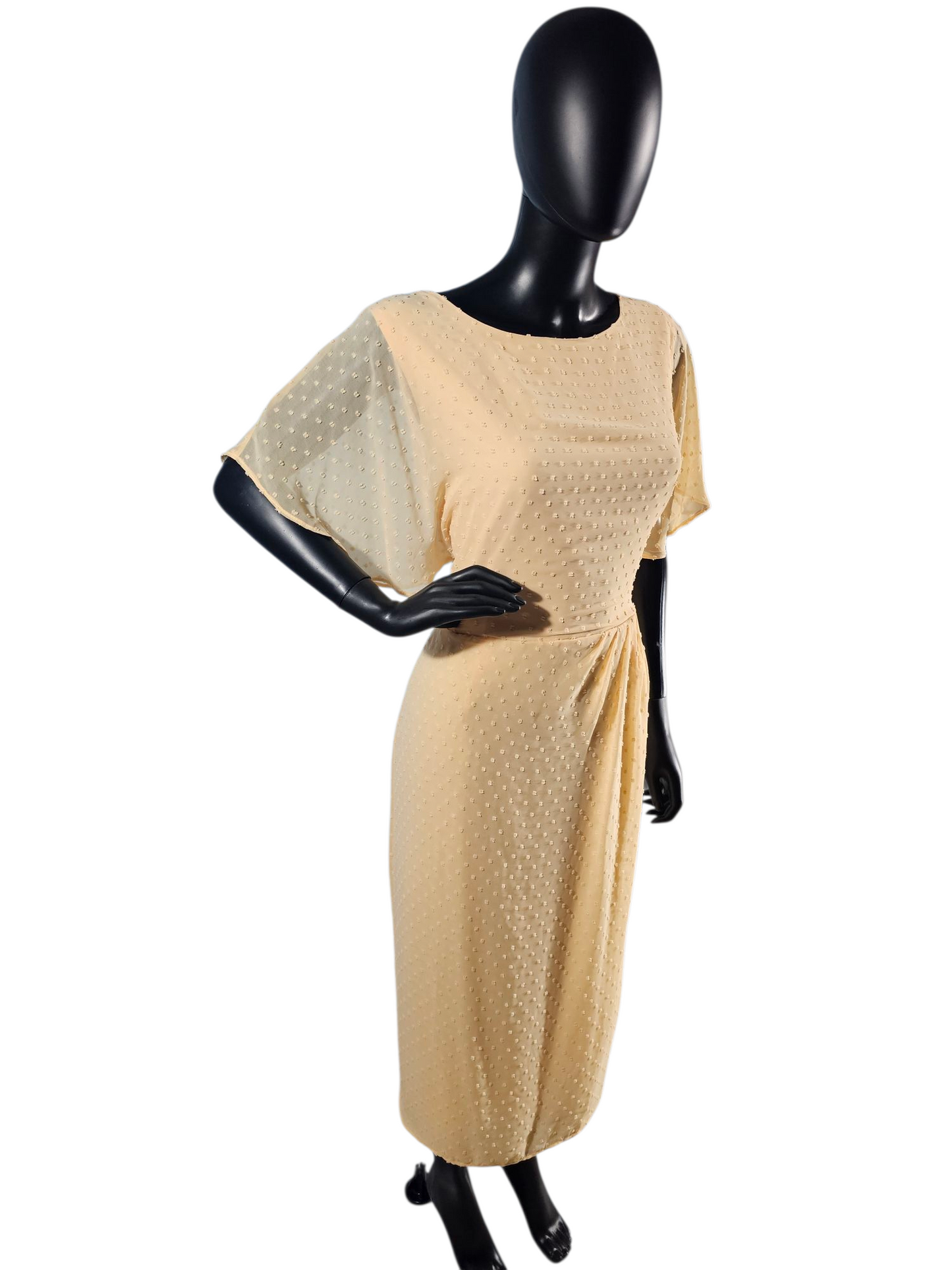 Apricot Sherbet Swiss Dot Flutter Sleeve Mid-length Dress - NWT - Liz Claibourne