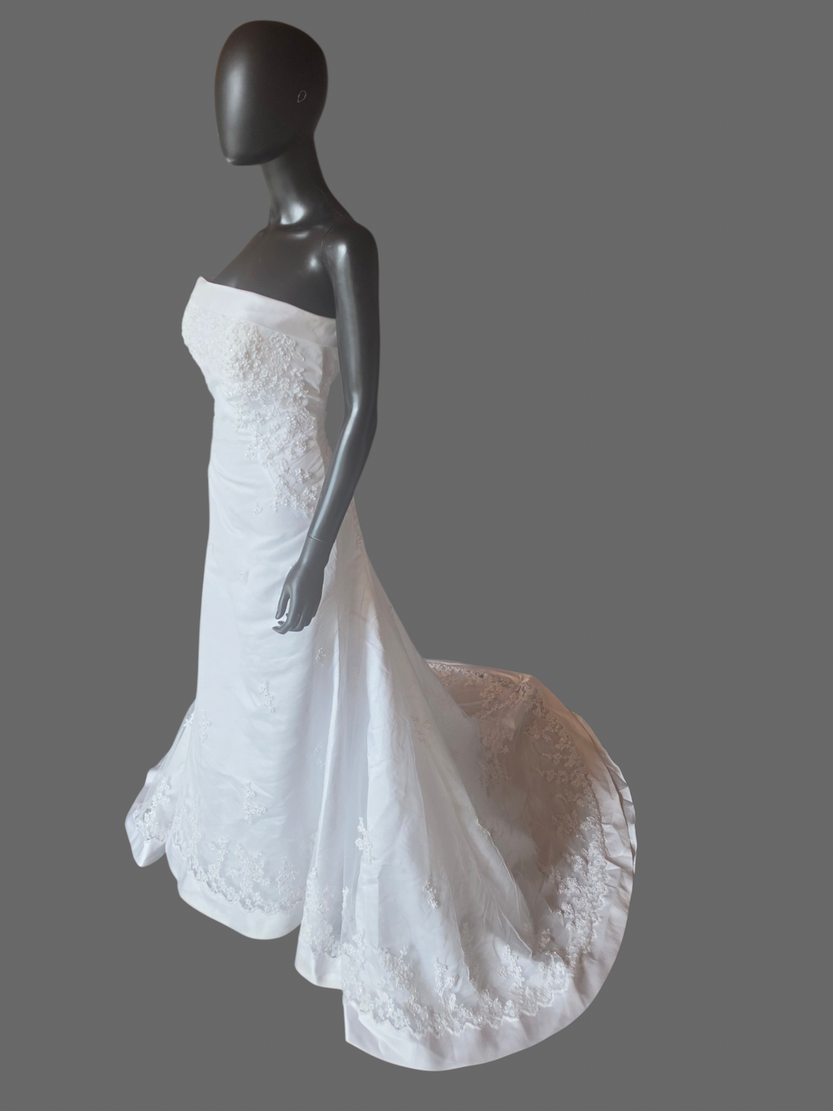 White Lace Overlay Sheath Wedding Gown - St. Patrick