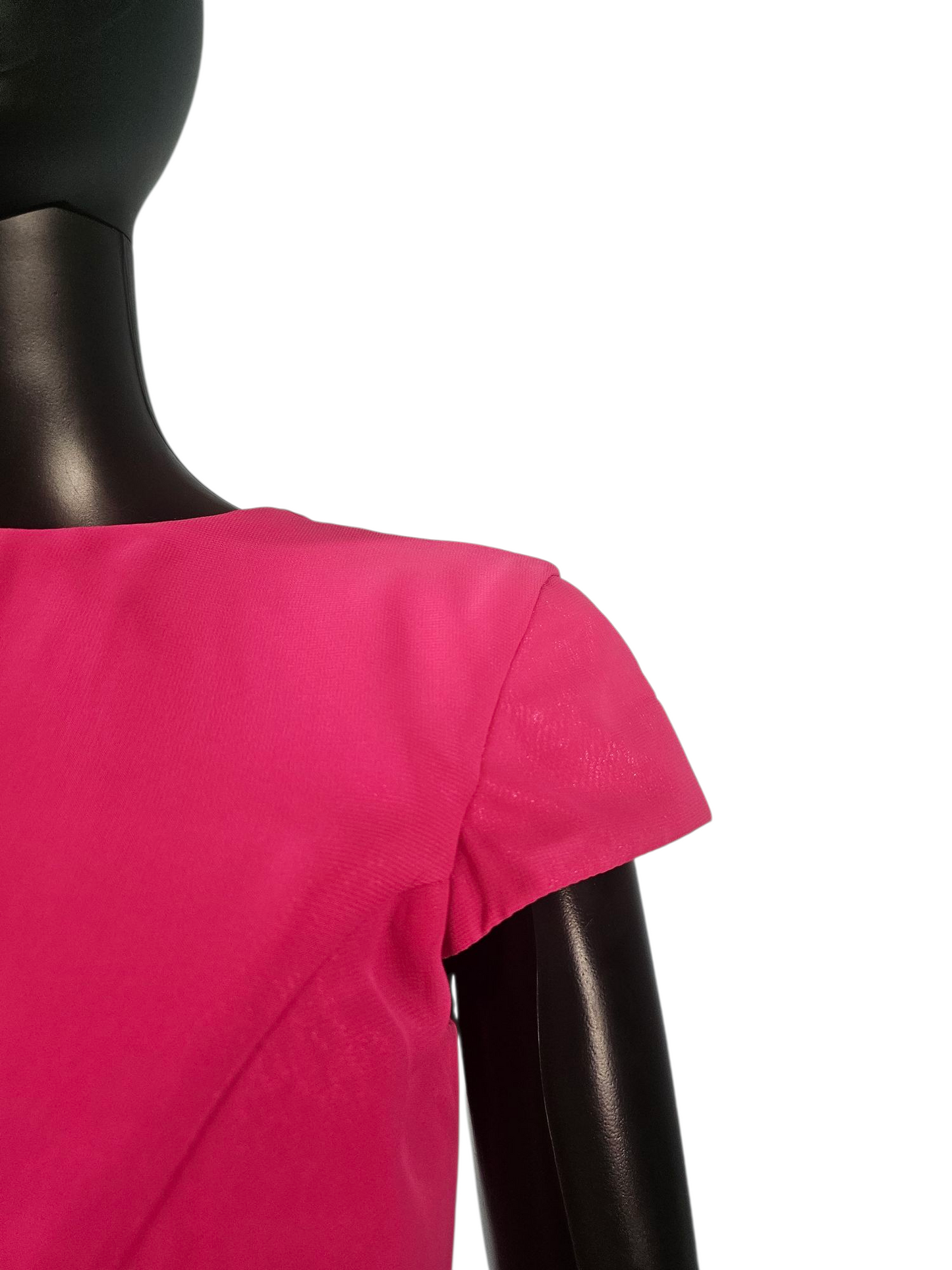 Hot Pink Cap Sleeve Full Skirt Cocktail Dress