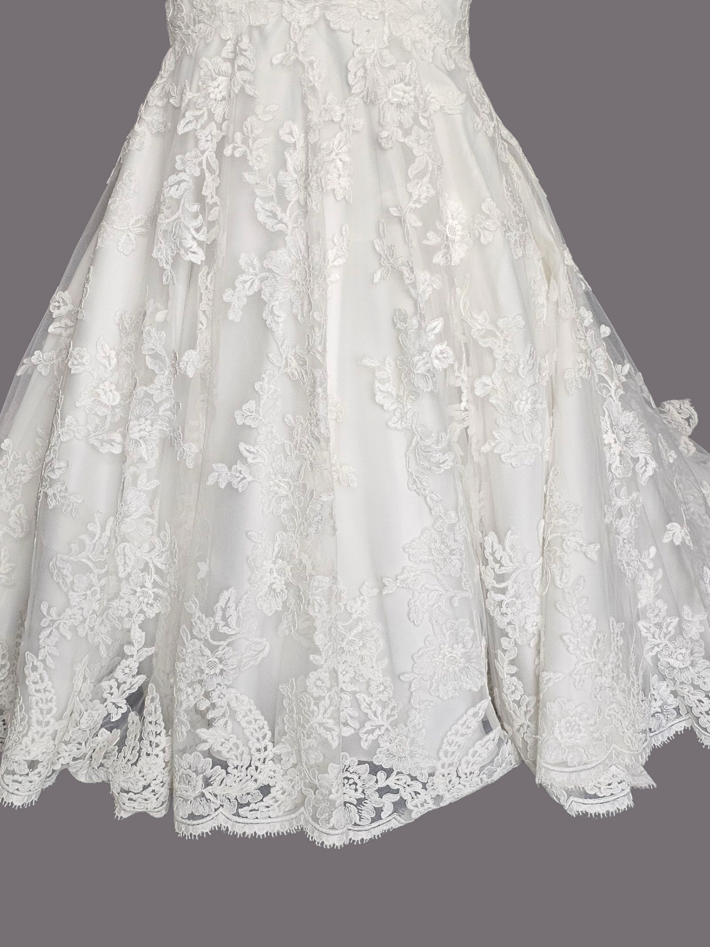 Ivory Full Lace Fit/Flare Wedding Gown - Mori Lee