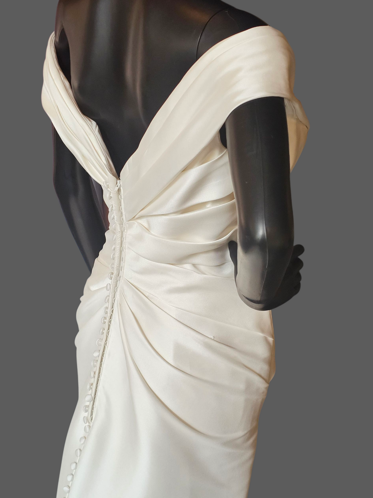 Ivory Mikado Off-Shoulder Fit/Flare Wedding Gown NWOT - Mori Lee