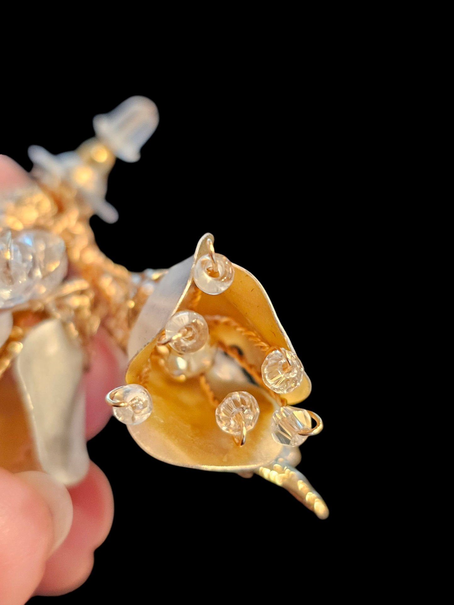 Rose Gold Wire/Beaded Floral Post Earring