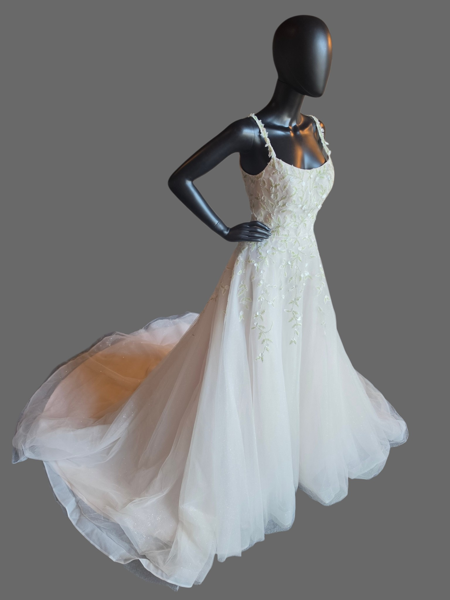 Ivory/Green Floral Sparkle A-Line Wedding Gown - Maggie Sottero
