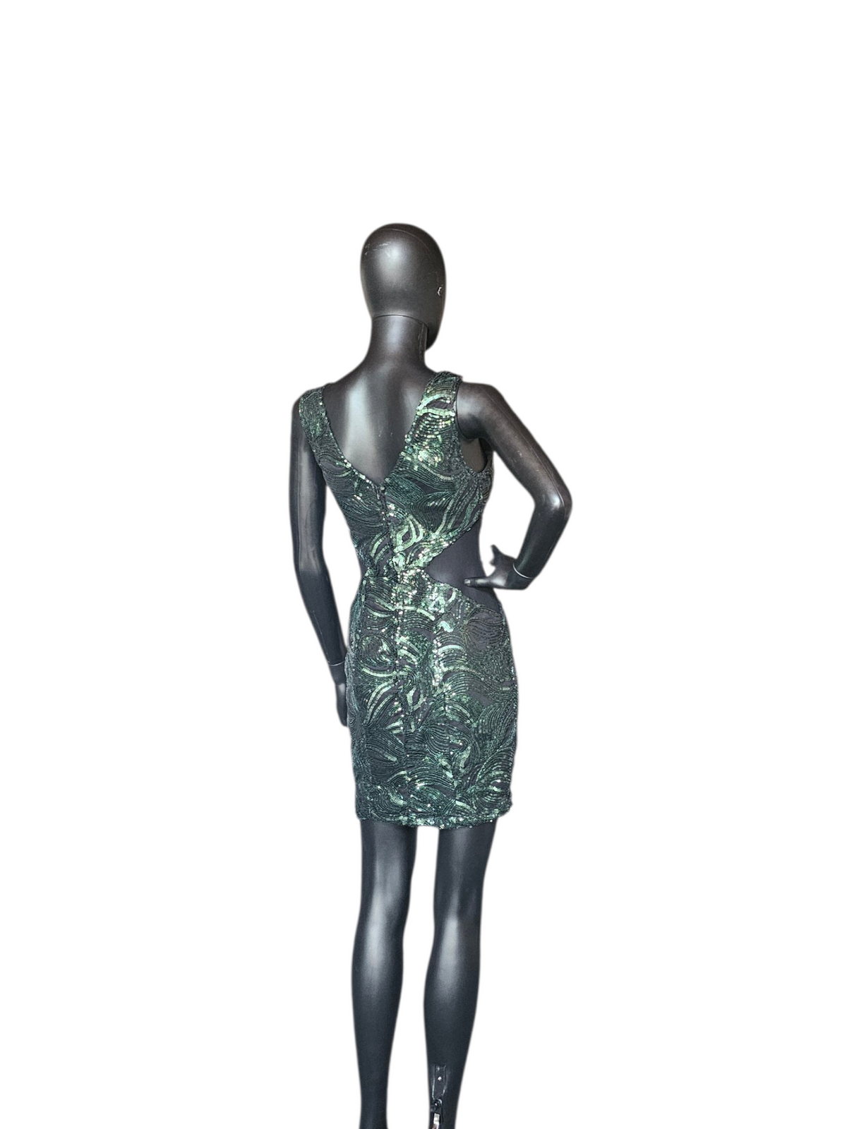 Forest Green Sequin Bodycon Cutout Homecoming Dress- Charlotte Russe